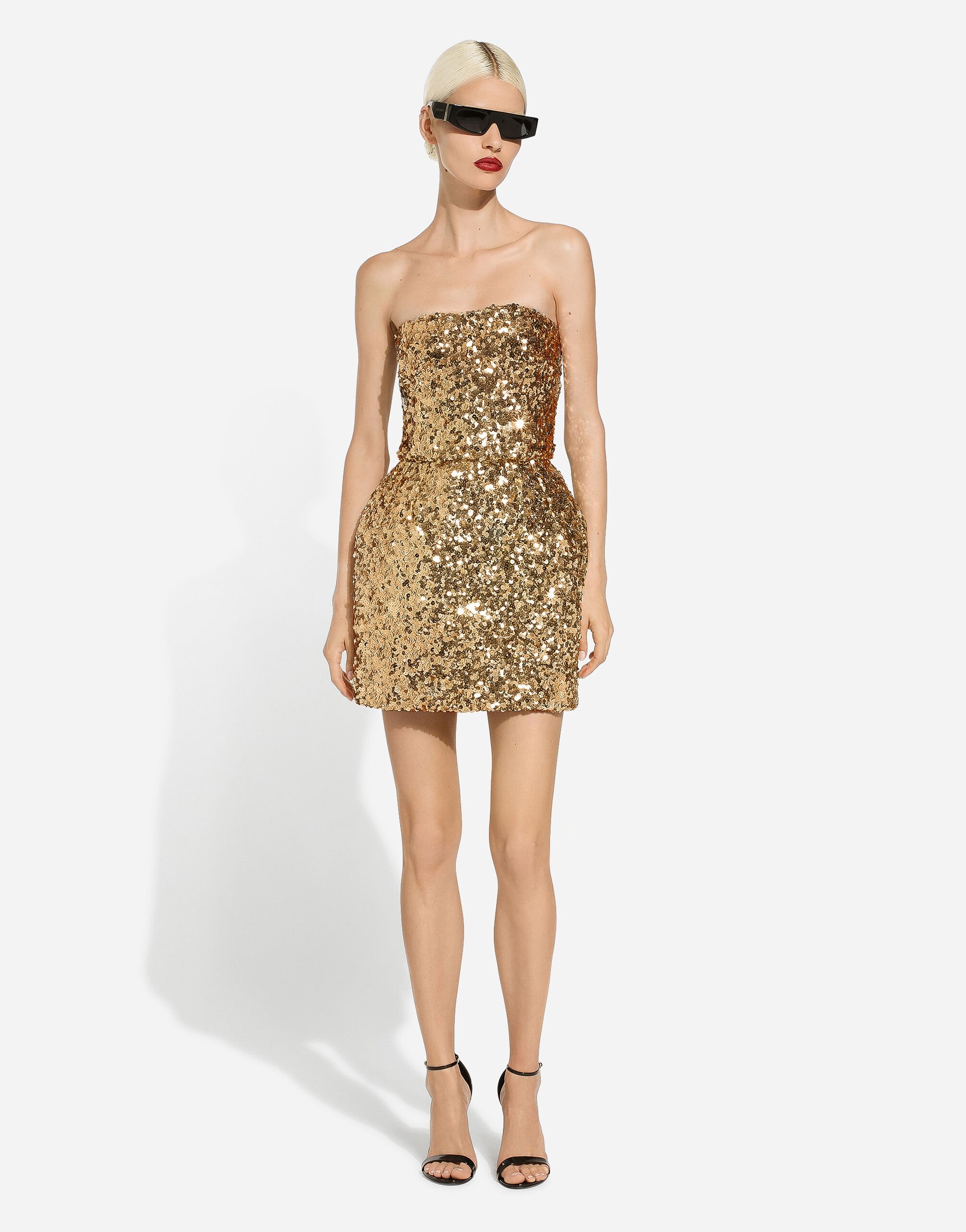 Short sequined strapless dress - 2