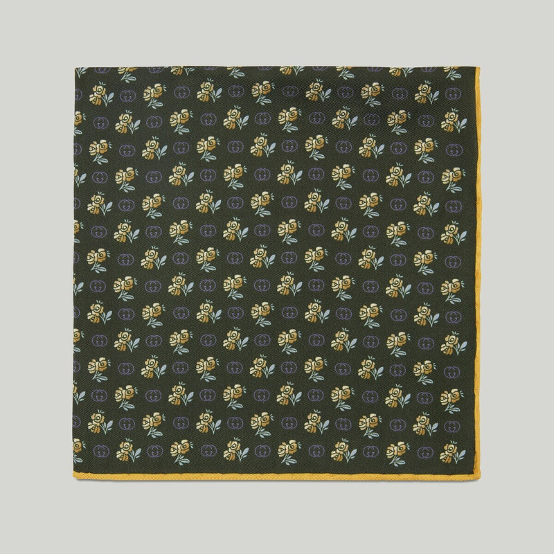 GUCCI Interlocking G floral print silk pocket square outlook