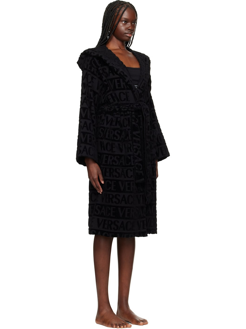 VERSACE Black Allover Bathrobe outlook