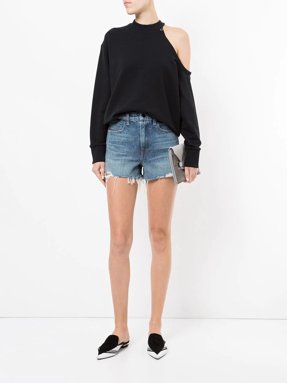 high rise denim shorts - 2