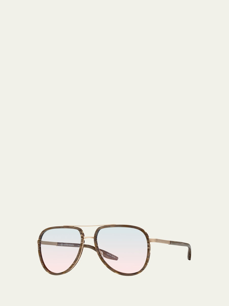 BARTON PERREIRA Men's Cani Zyl and Titanium Aviator Sunglasses outlook