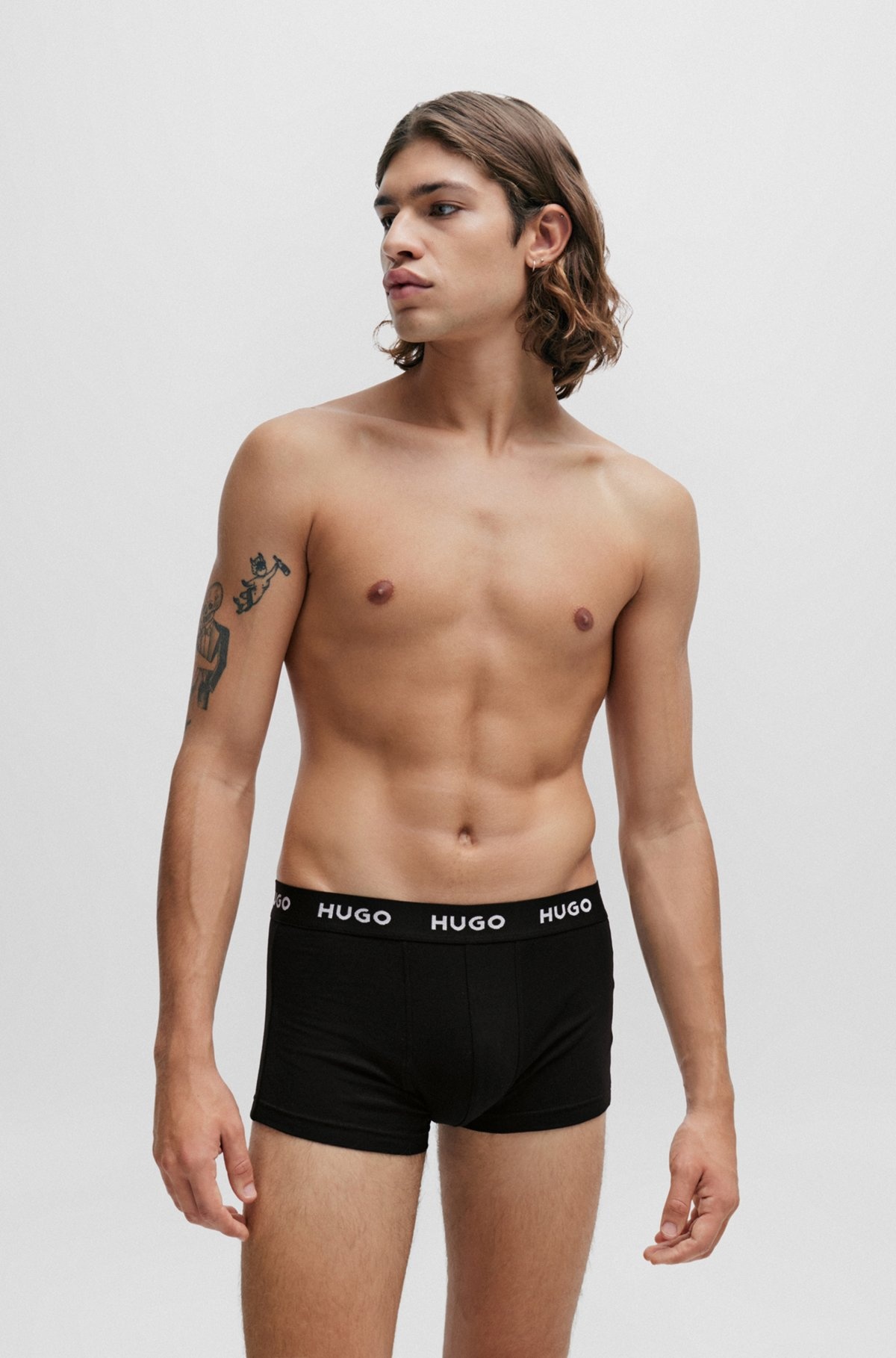 THREE-PACK OF LOGO-WAISTBAND TRUNKS IN STRETCH COTTON - 6