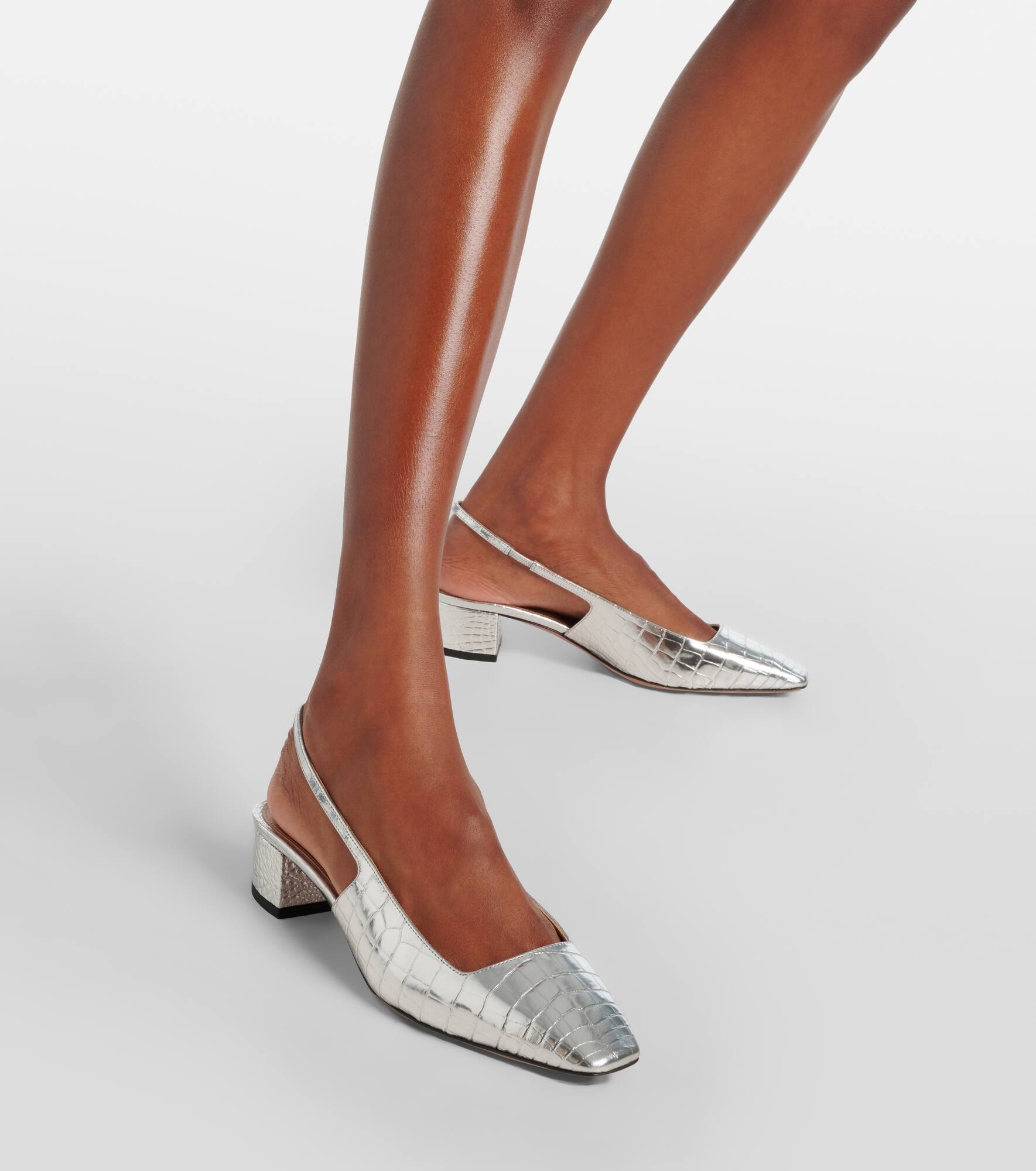 Ginza croc-effect slingback pumps - 4