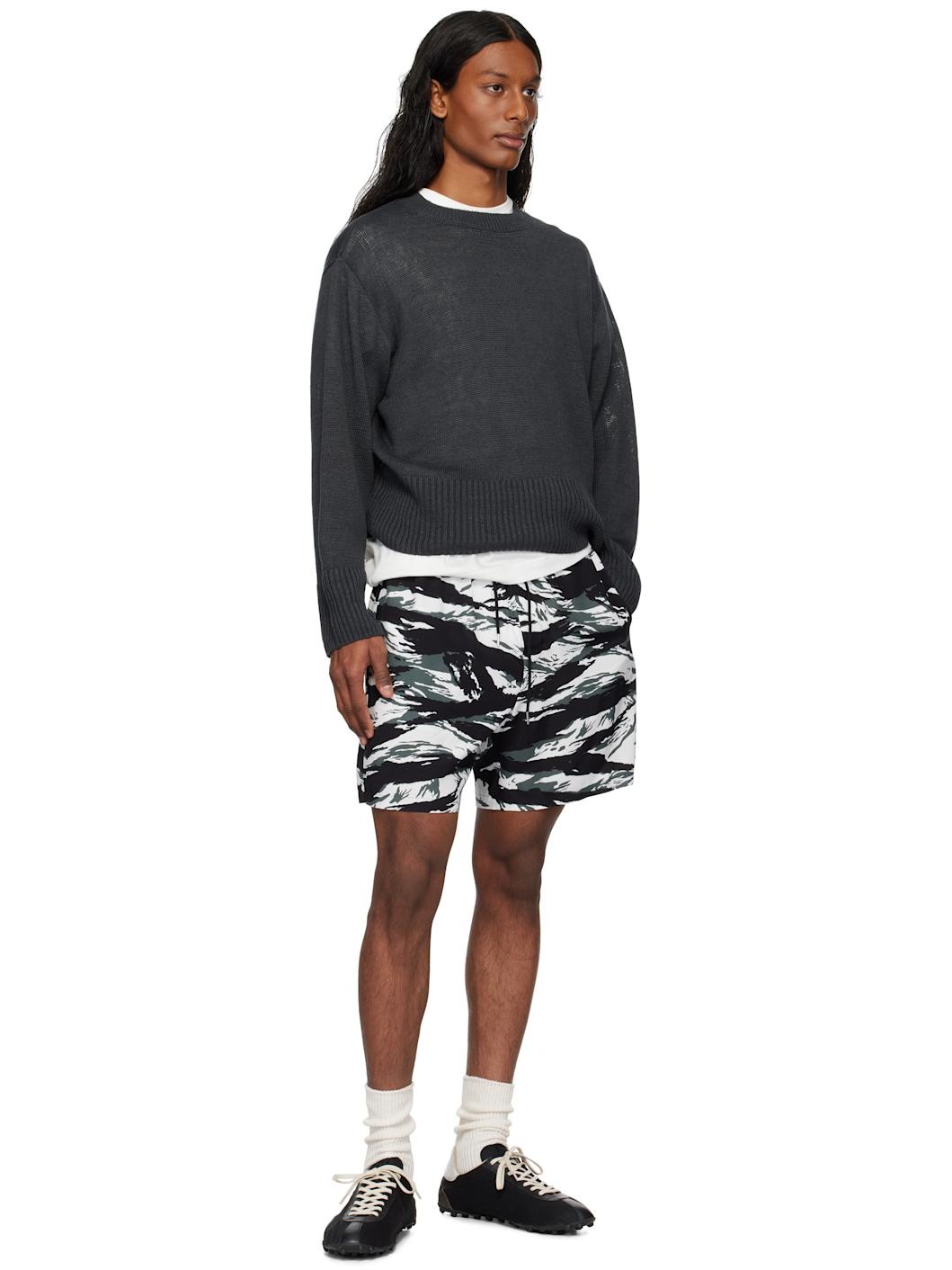 Black & White Tiger Camouflage Shorts - 4