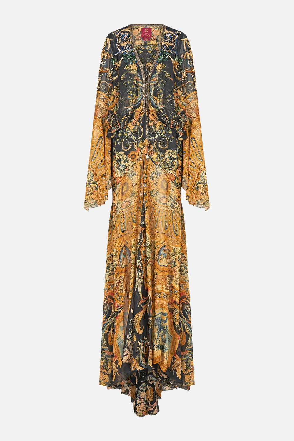 LOW CUT LACE UP FRONT LONG DRESS MUSEUM MEMOIRS - 1