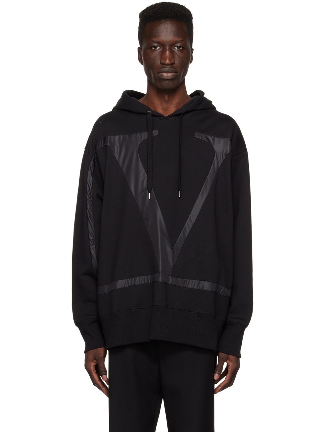 Black Paneled Hoodie - 1