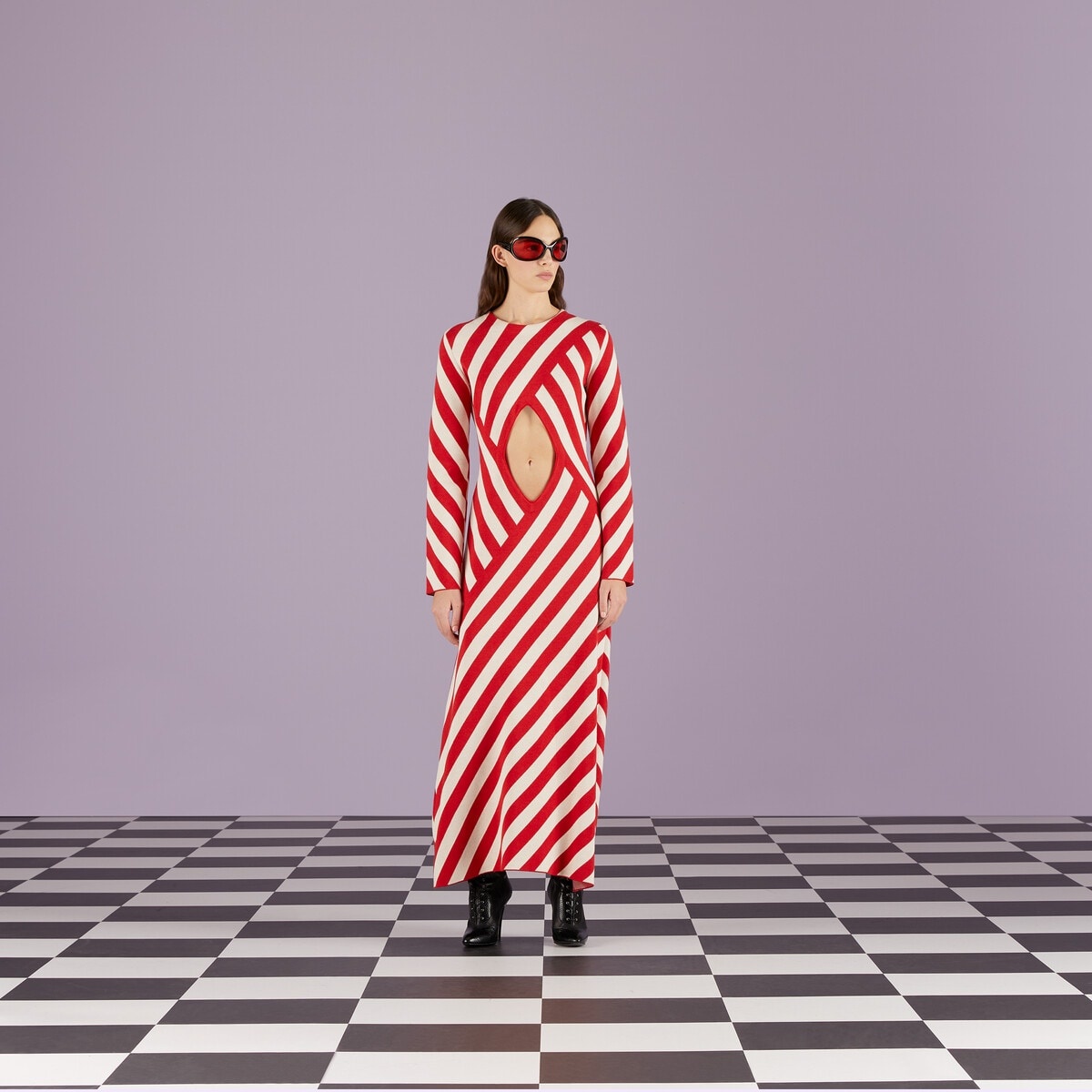 Striped jacquard wool cotton dress - 6