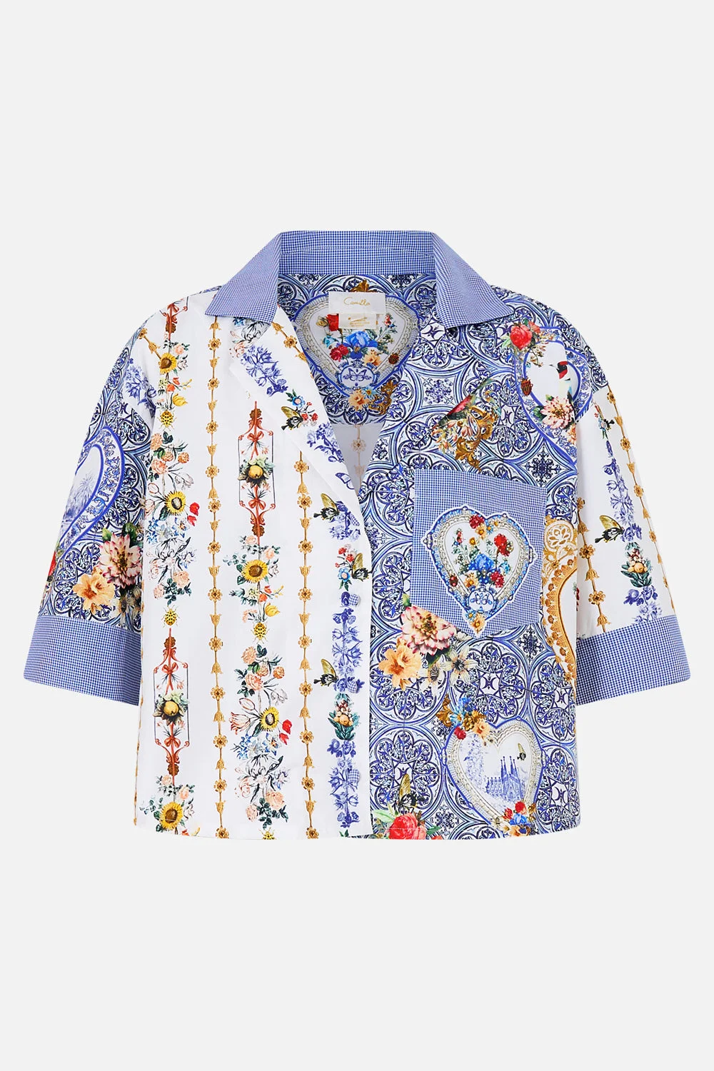 CROPPED CAMP COLLAR BLOUSE - 1