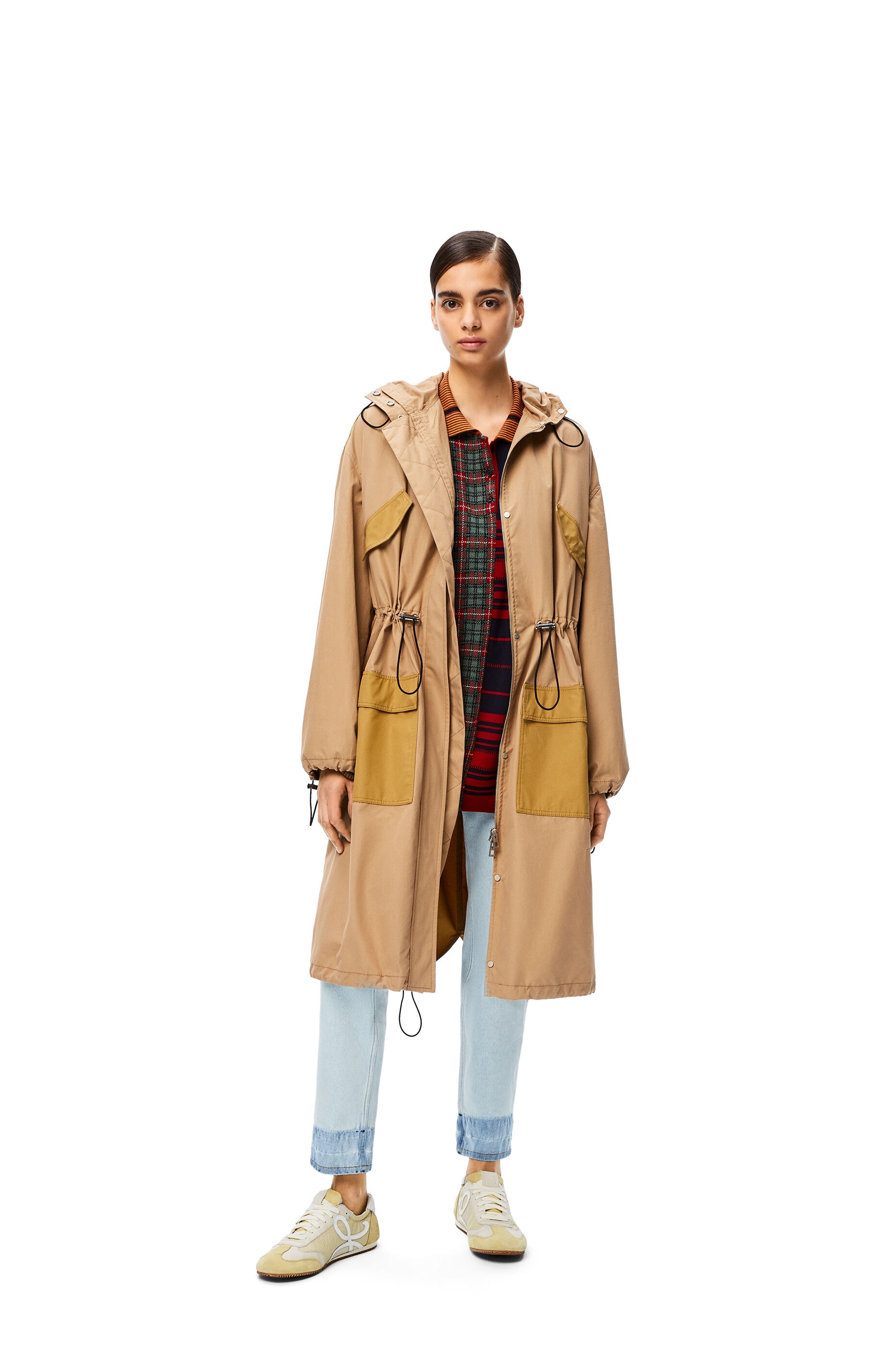 Drawstring long parka in cotton - 2