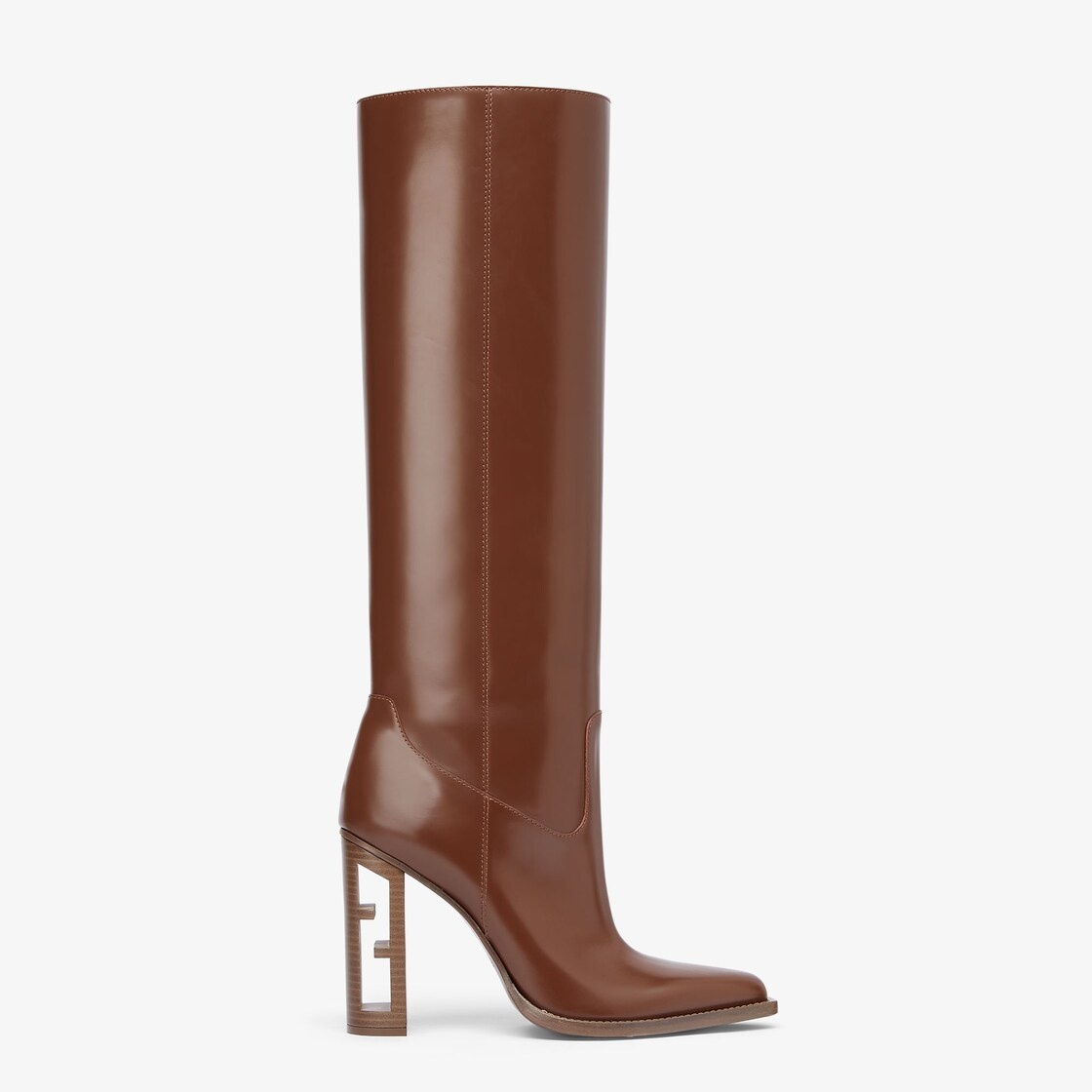 Brown leather high-heeled boots - 1