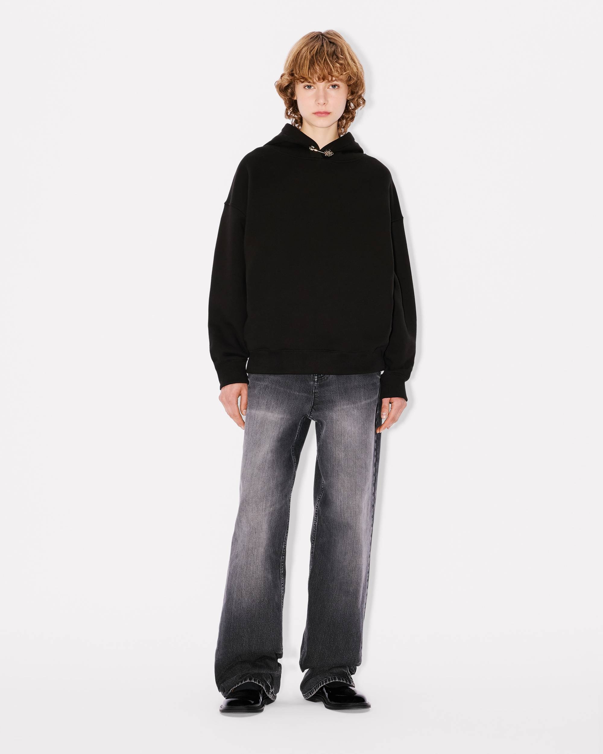 'Boke Flower' pin oversized hoodie in cotton - 5