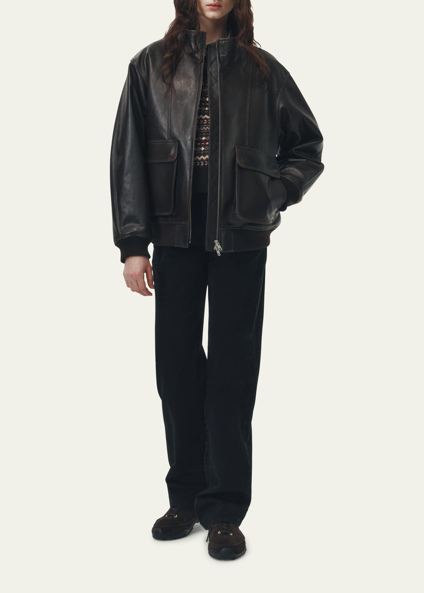 Unisex Leather Blouson Aviator Jacket - 4