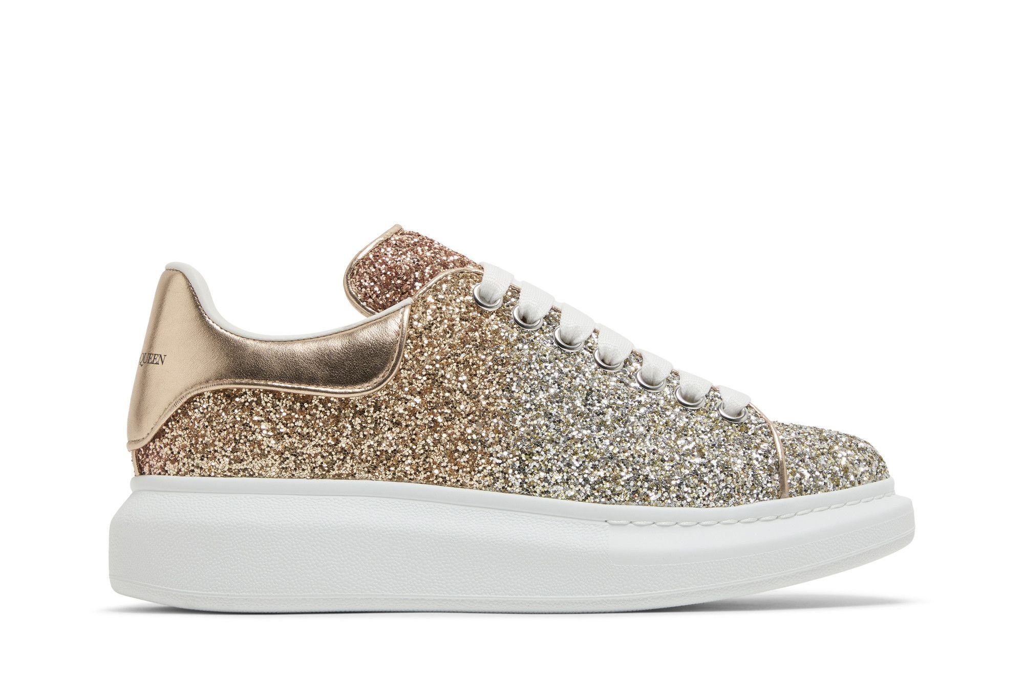 Alexander McQueen Wmns Oversized Sneaker 'Rose Gold Glitter' - 1