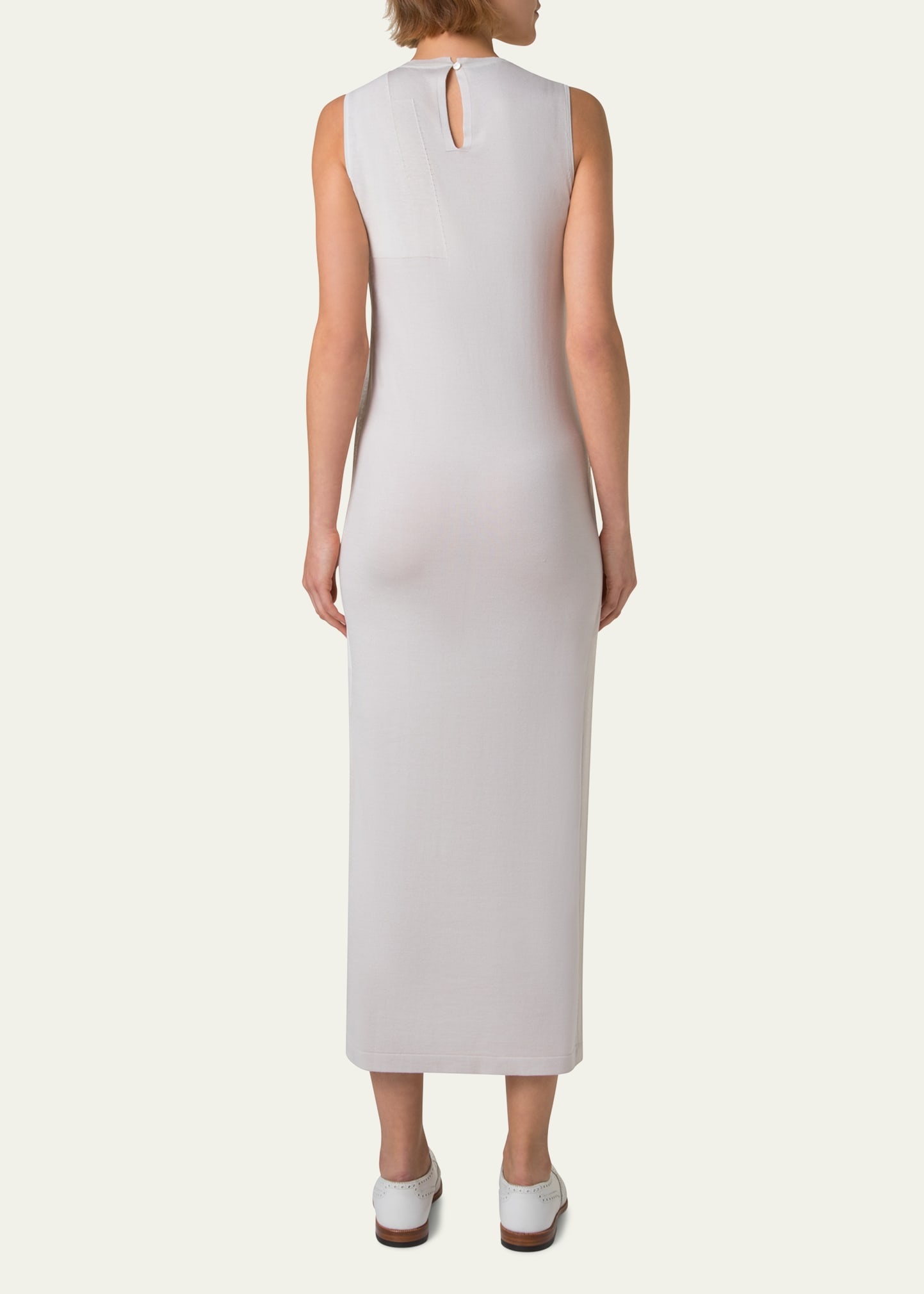 Long Trapezoid Intarsia Knit Dress - 3