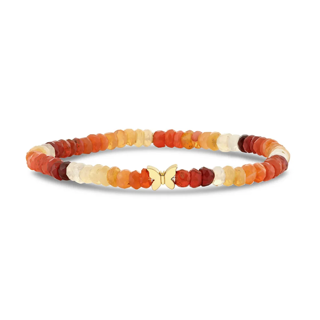 Butterfly Charm on Fire Opal Beads - 1