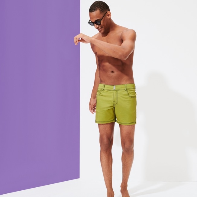 Men Swim Trunks Flat Belt Solid - 6