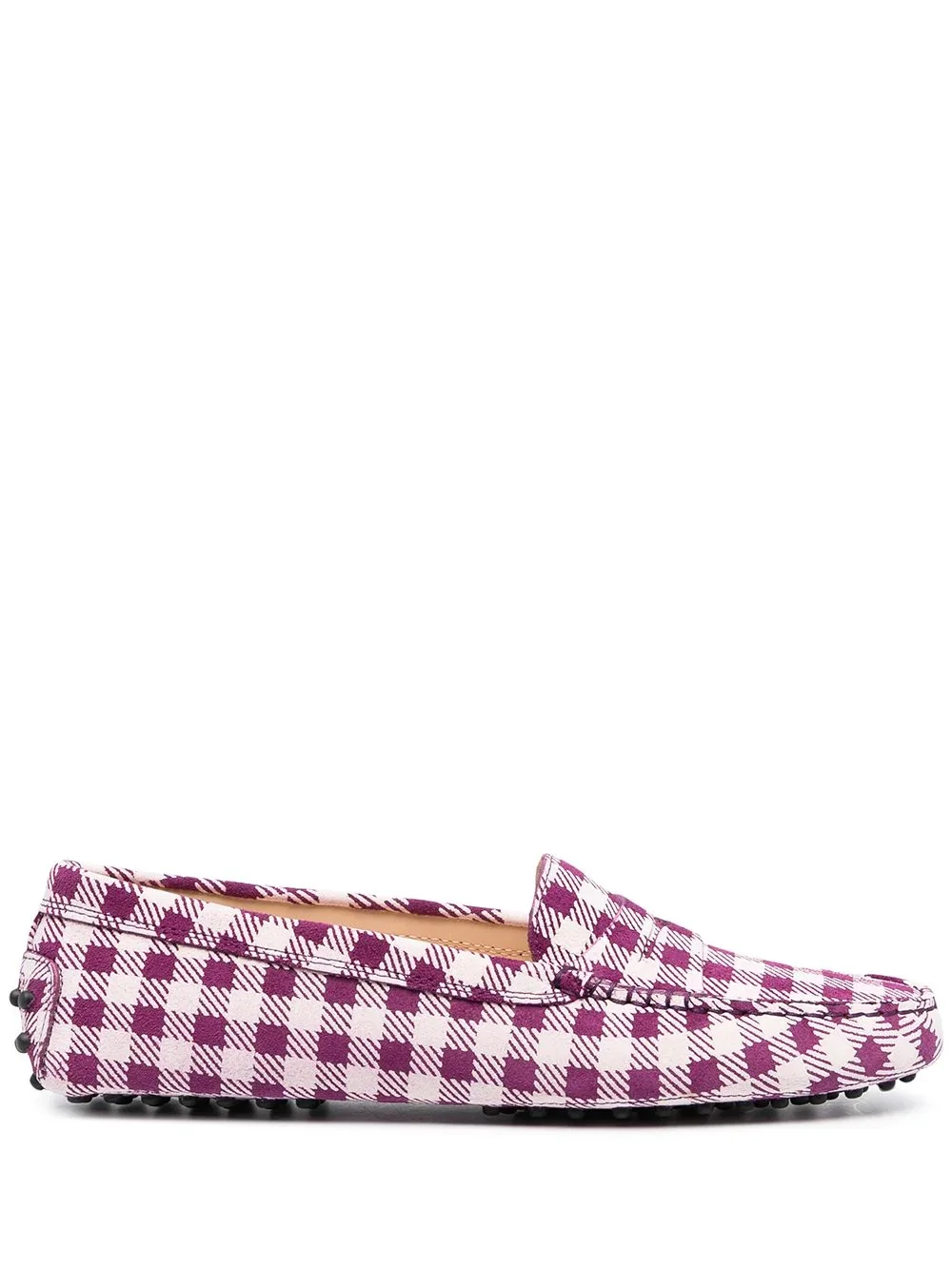 gingham-print loafers - 1