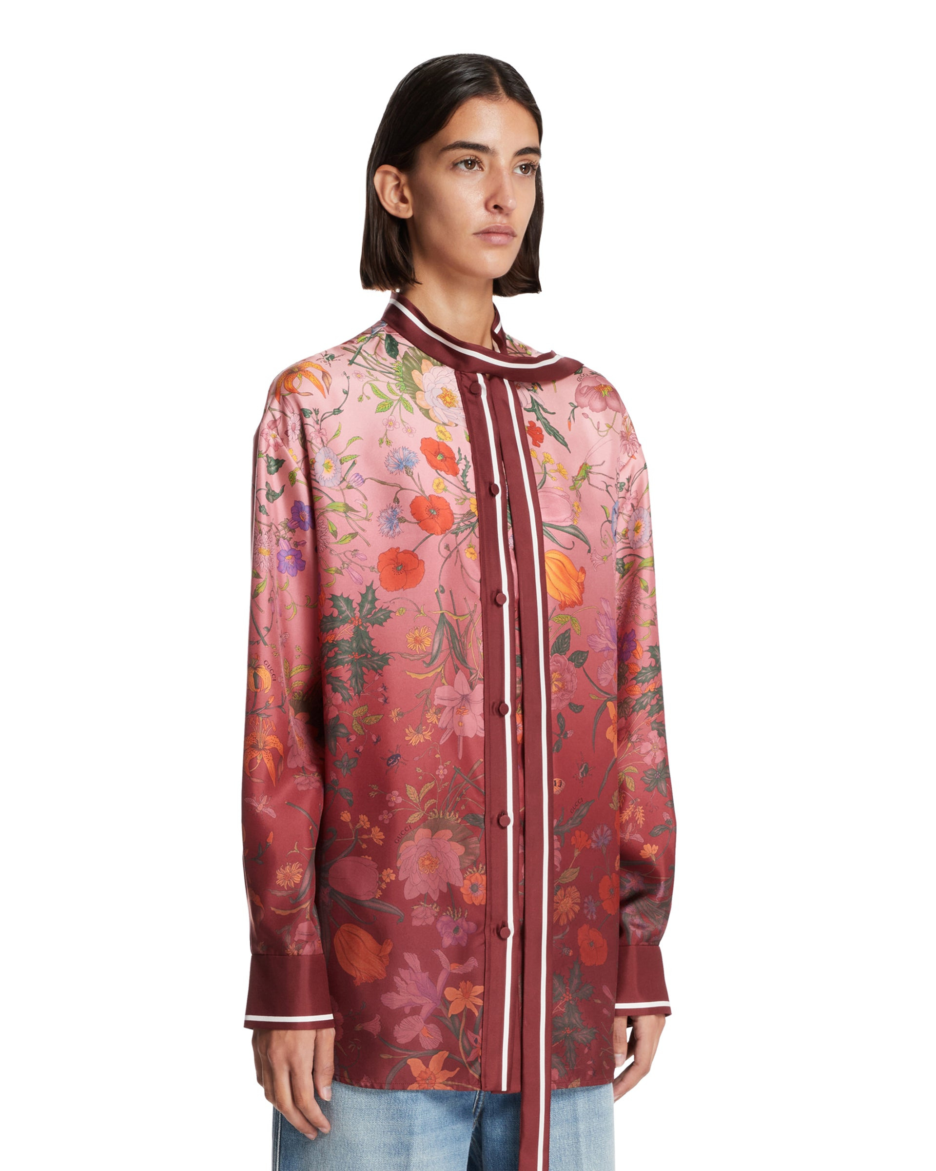 Pink Printed Silk Shirt - 4