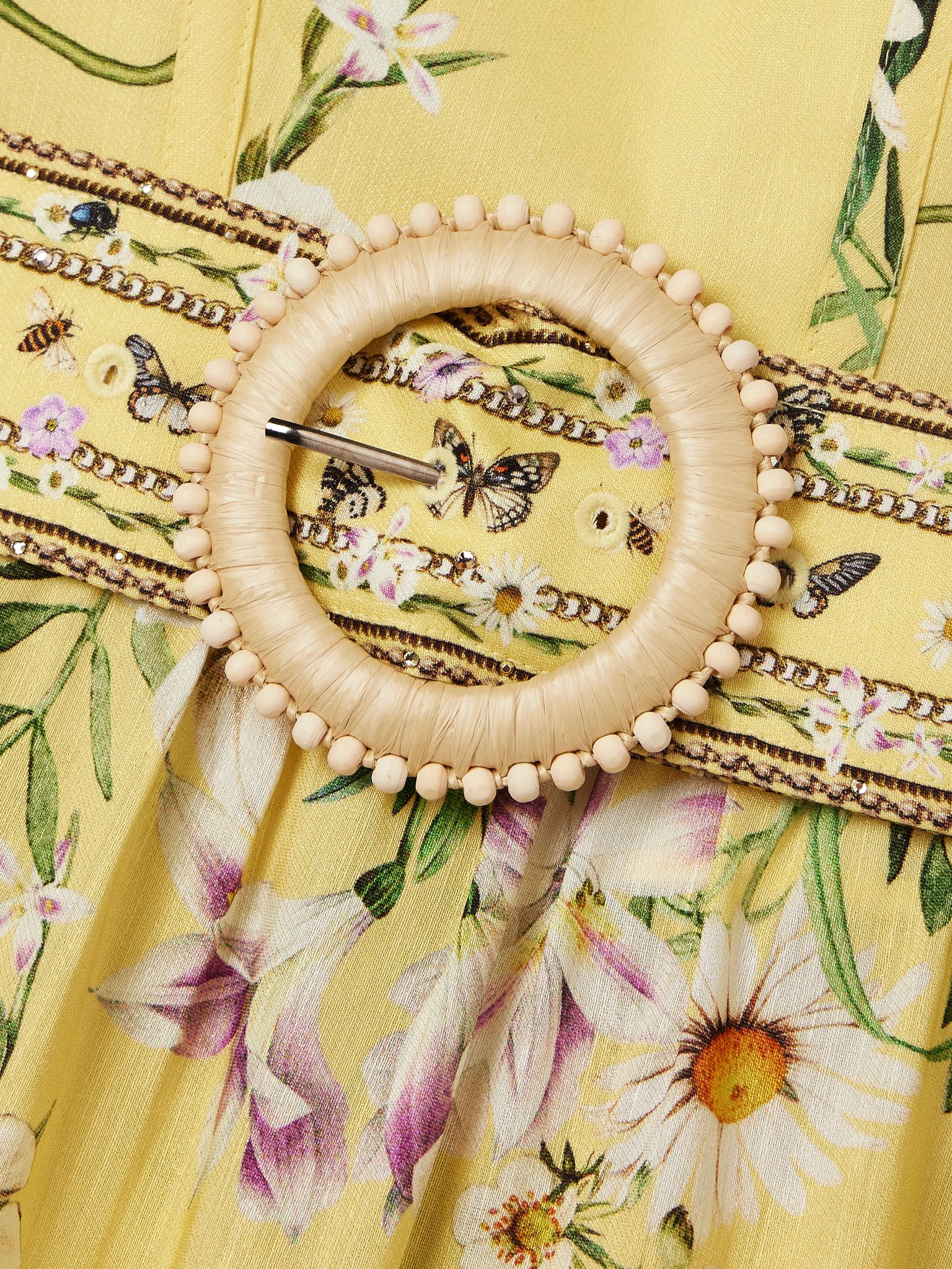 Off-the-shoulder gathered floral-print linen and silk-blend maxi dress Yellow - 4