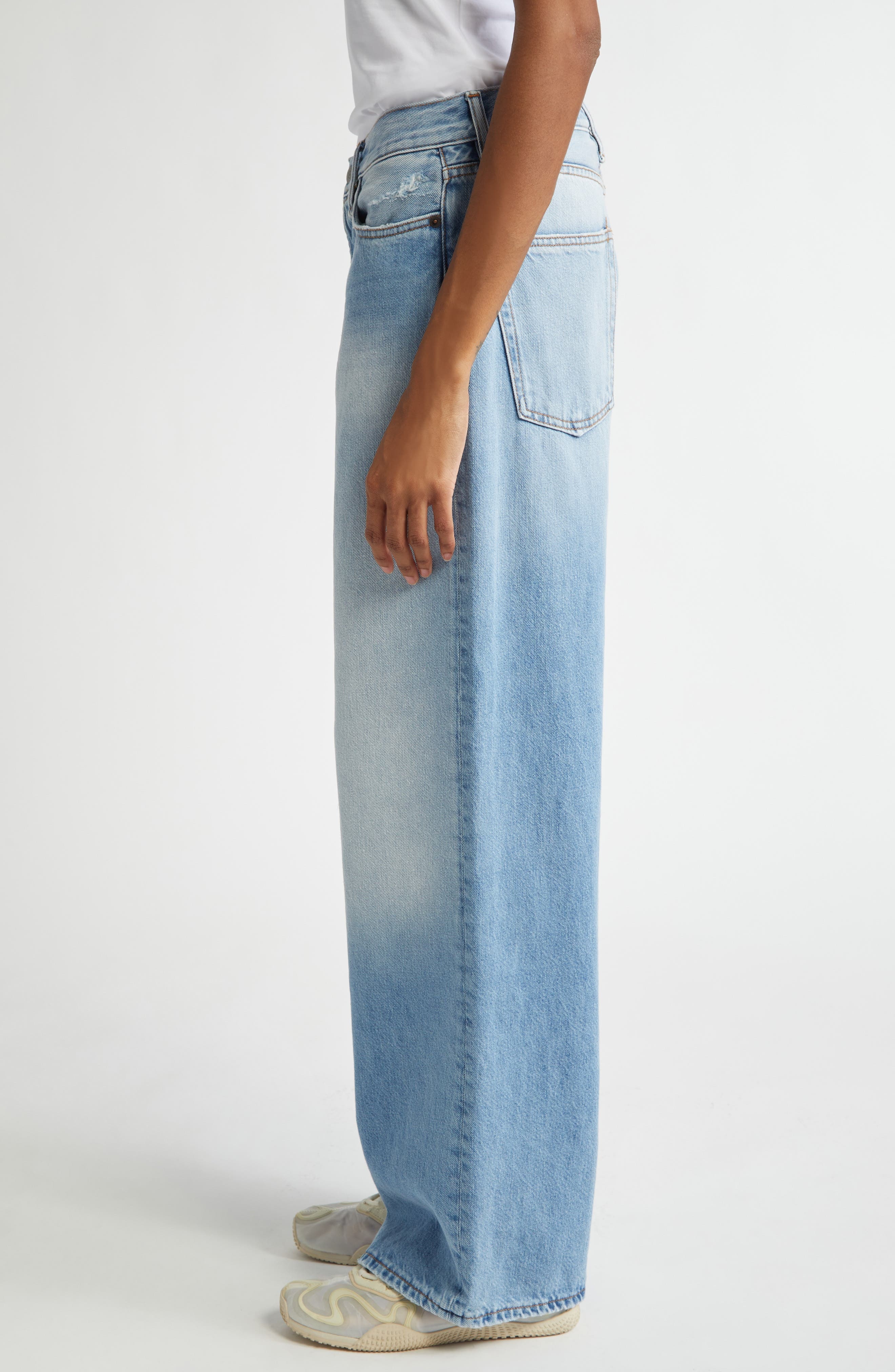 Acne Studios 1981 Distressed Baggy Fit Jeans in Light Blue 228 at Nordstrom - 4