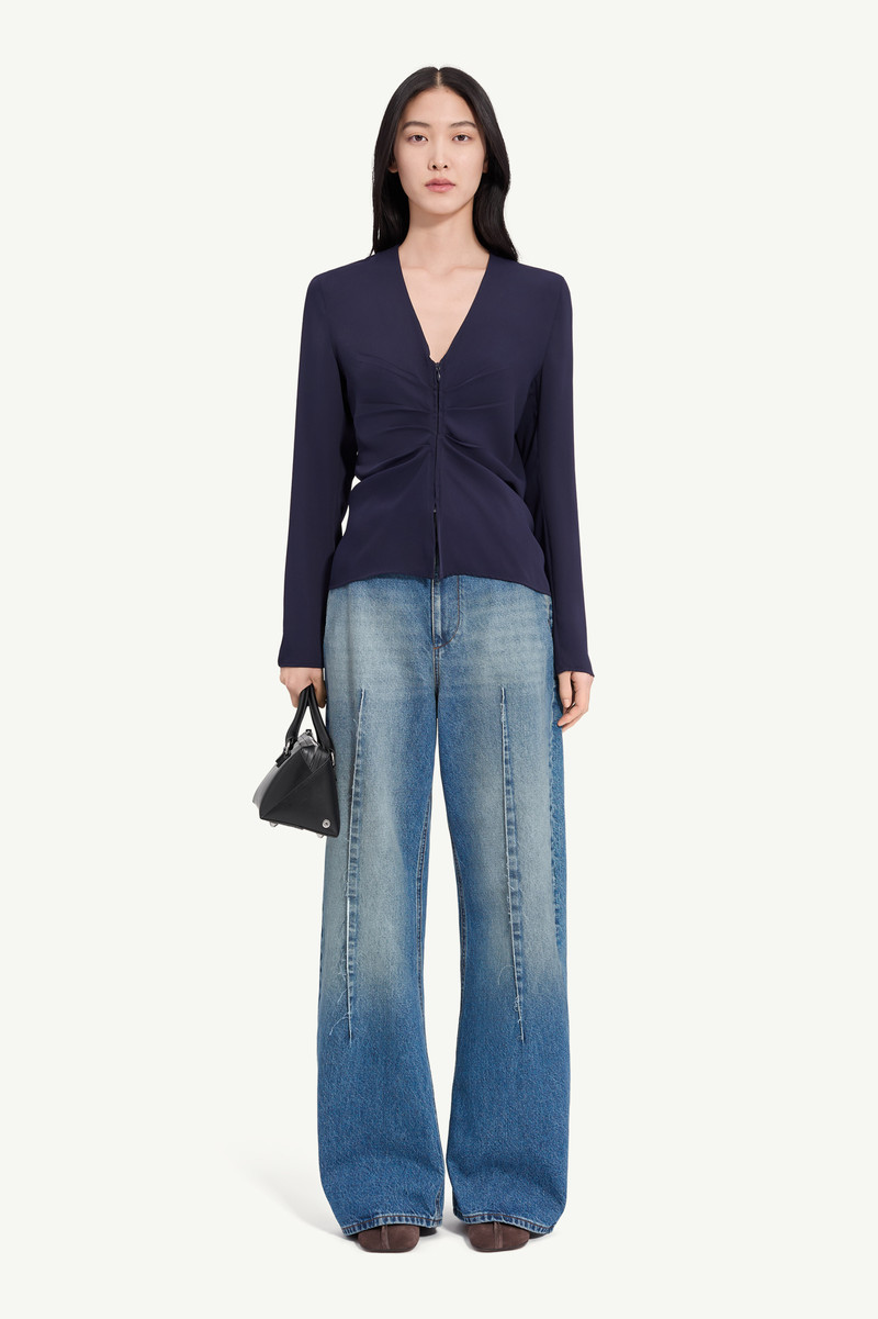 Gathered V-neck top 1