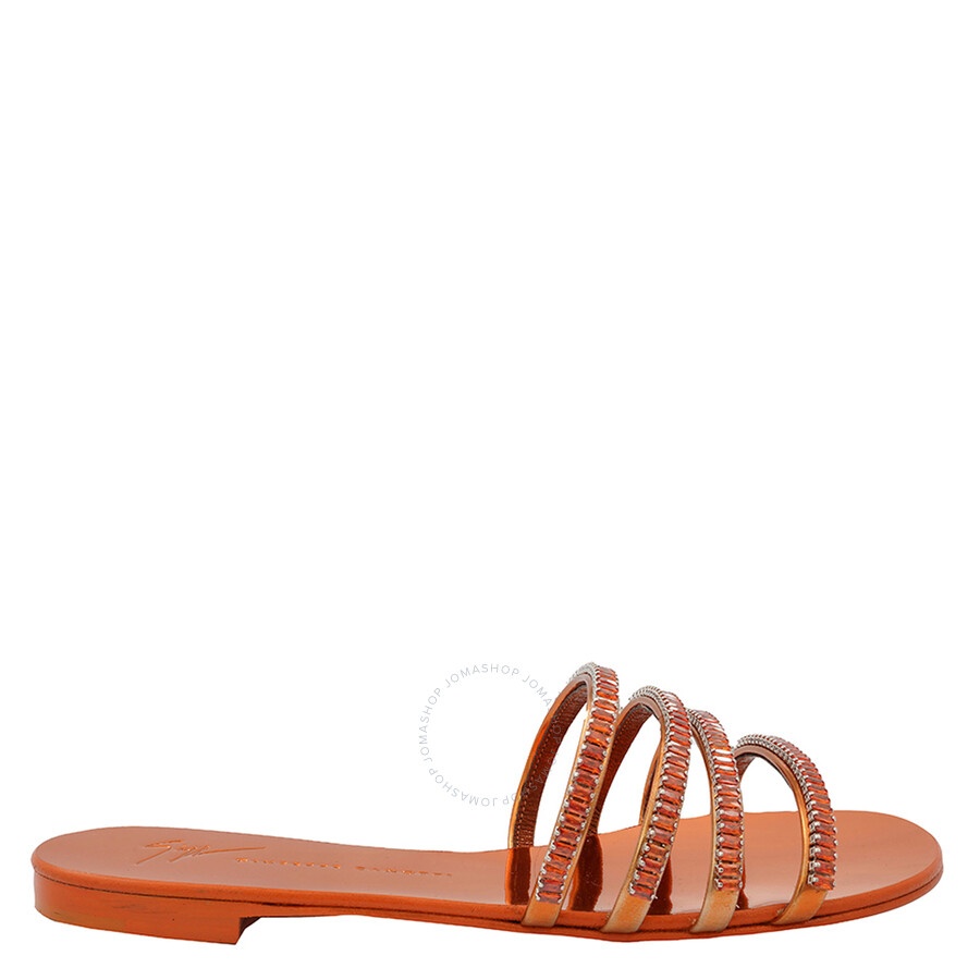Giuseppe Zanotti Ladies Iride Crystal Flat Sandals - 1
