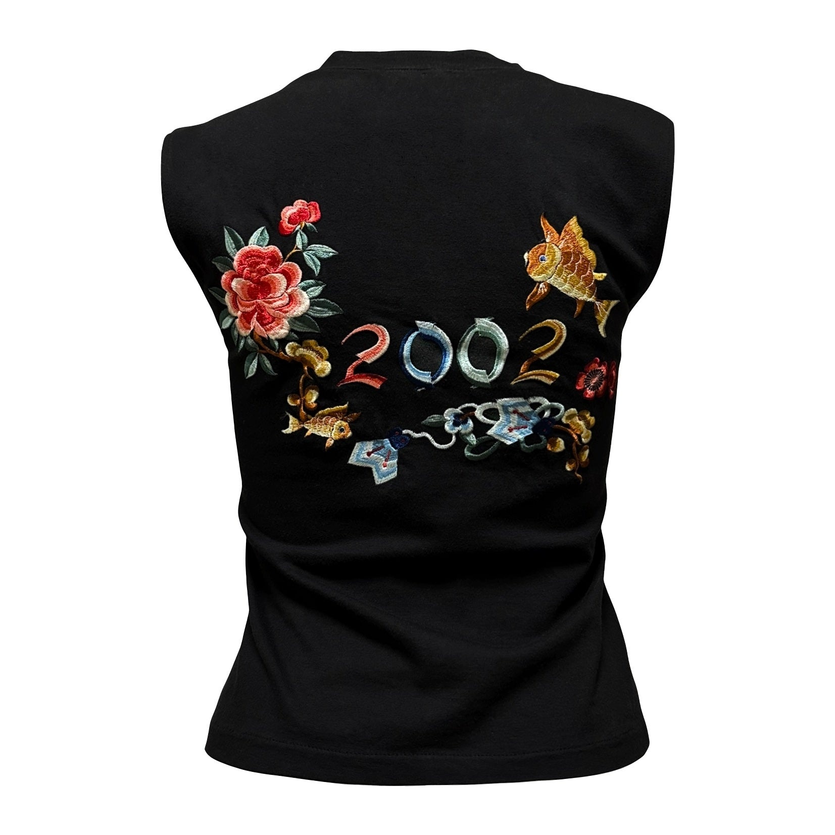 Dior CHRISTIAN DIOR 2002 Oriental Koi Fish Floral Embroidered Tank