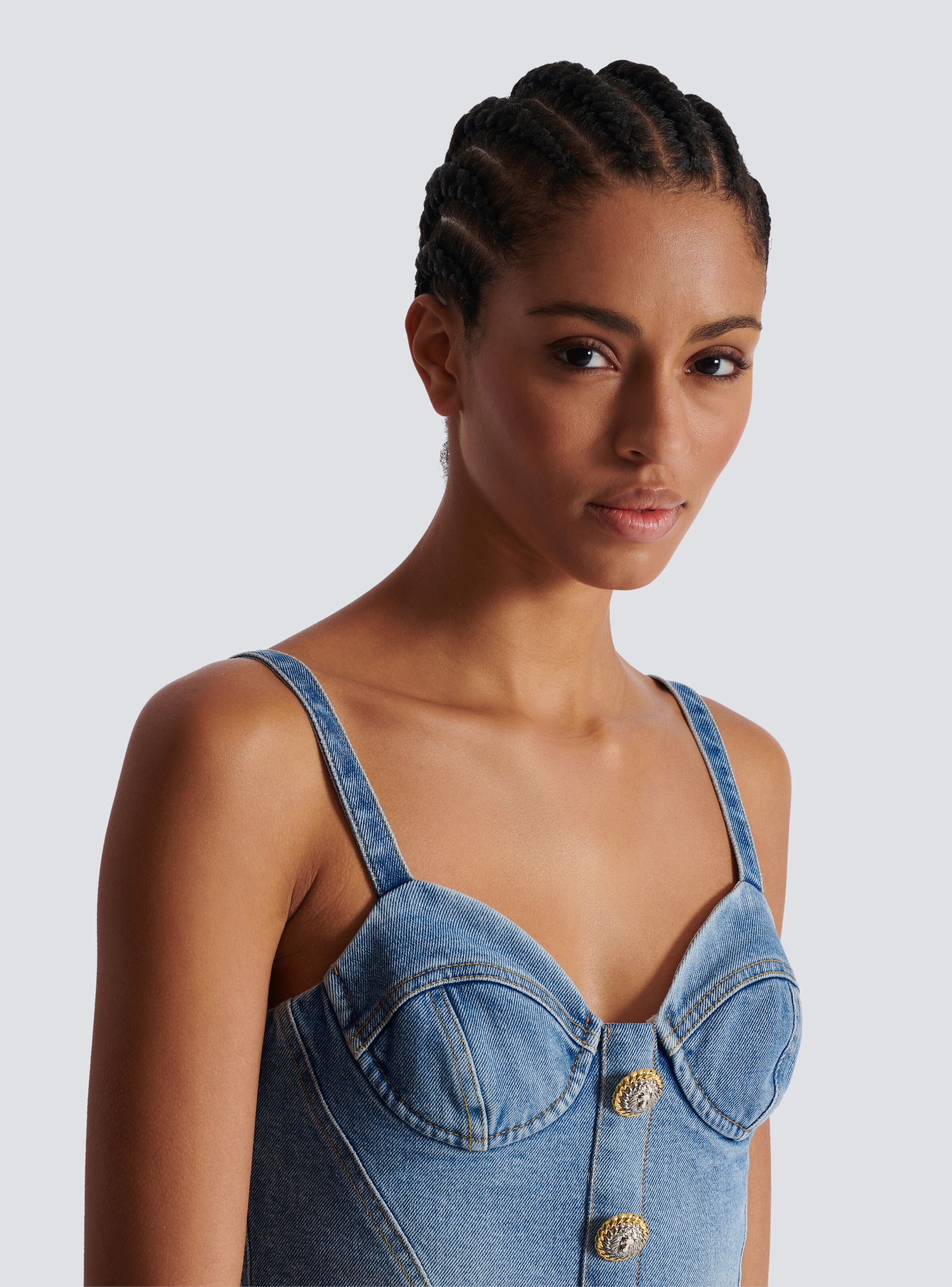 Denim top with thin straps - 8