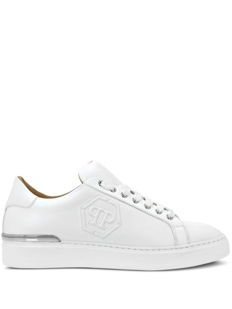 embossed leather sneakers 1