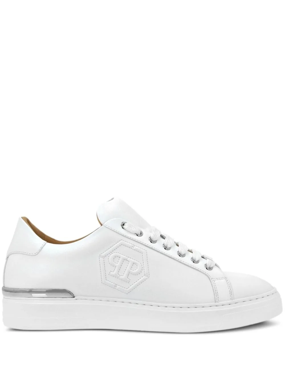 embossed leather sneakers - 1