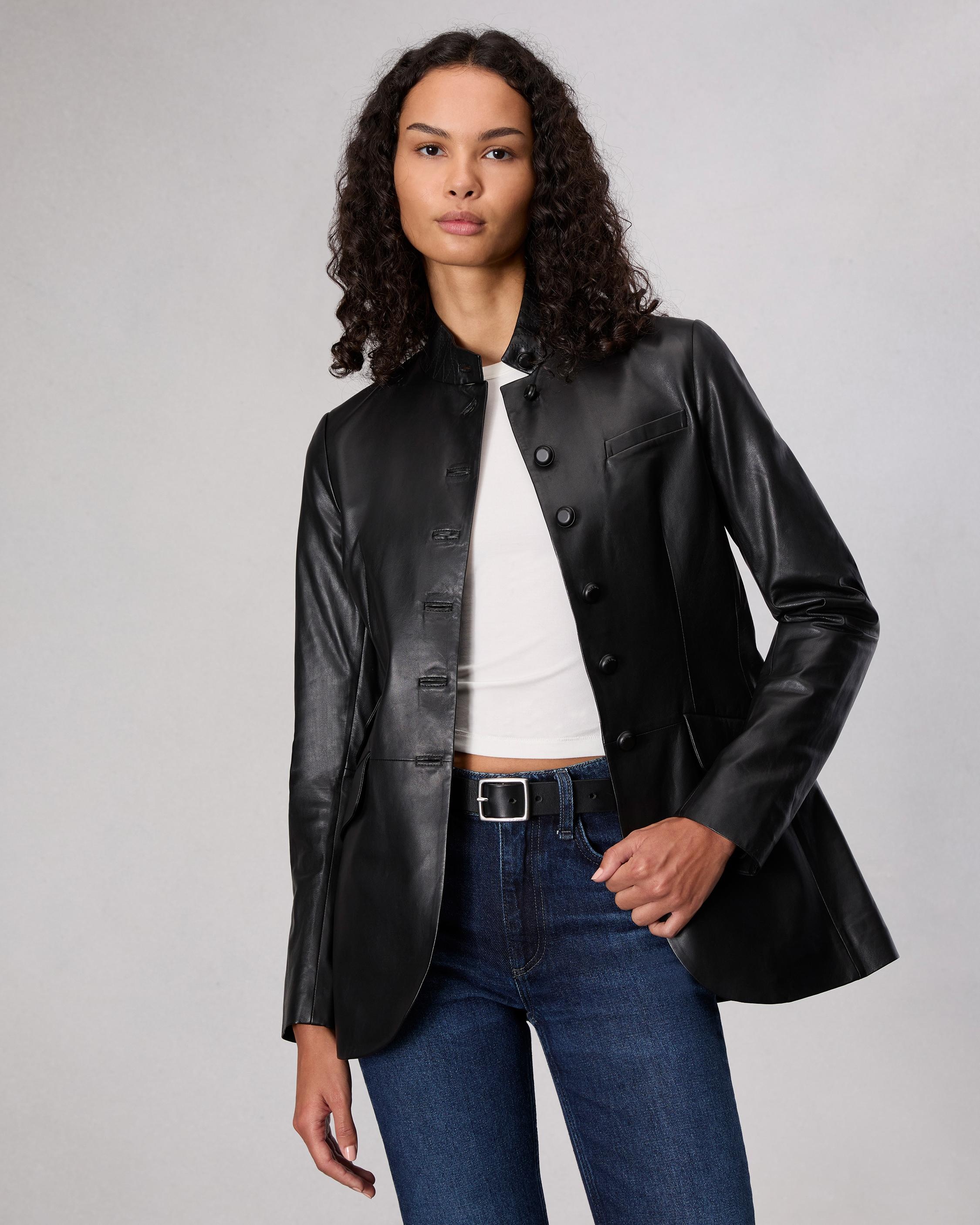 Slade Long Leather Blazer - 2