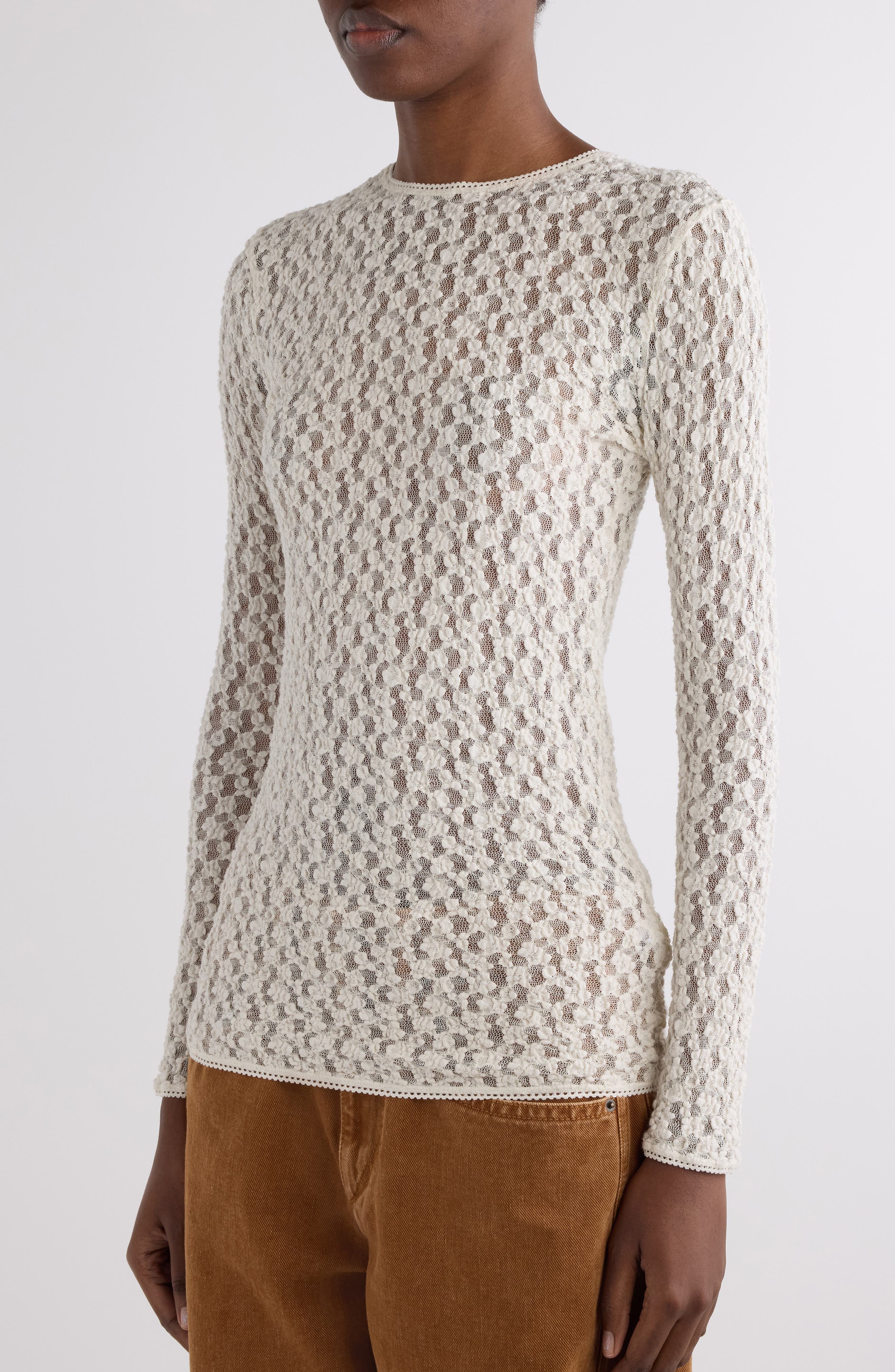 Isabel Marant Gaella Stretch Lace Top in Ecru at Nordstrom - 5