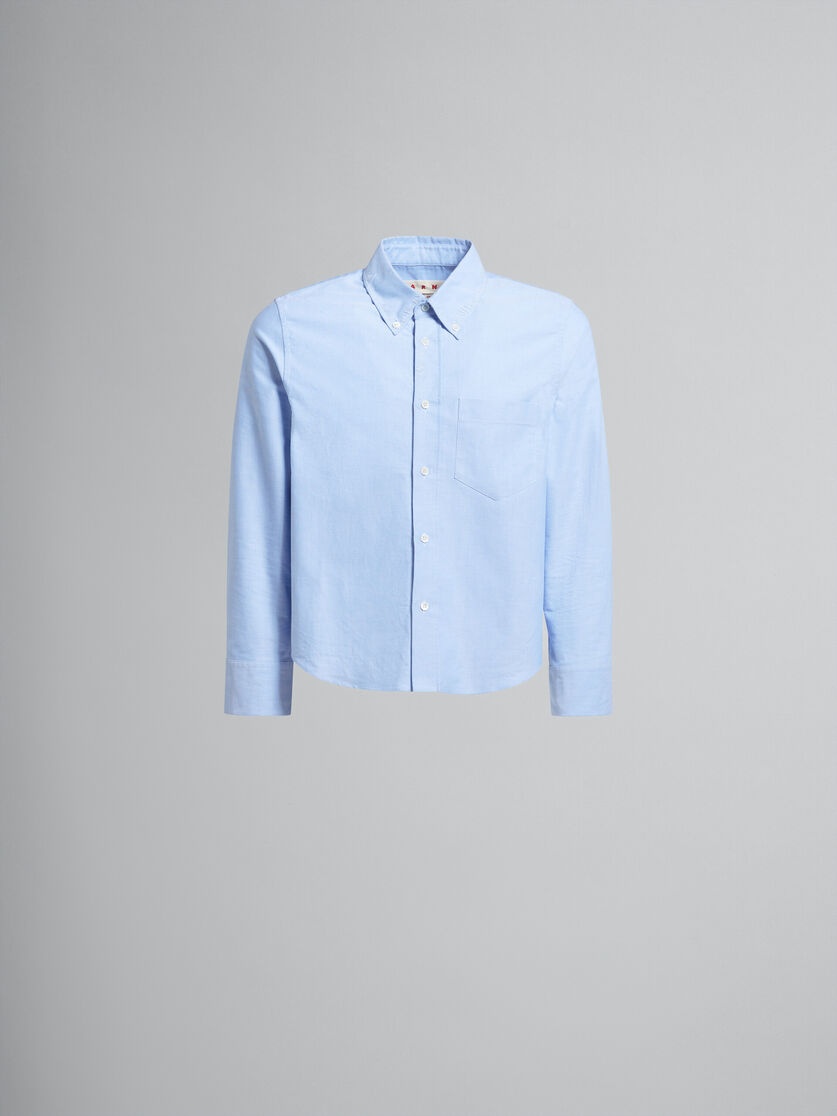LIGHT BLUE CROPPED OXFORD SHIRT WITH MARNI MENDING - 1