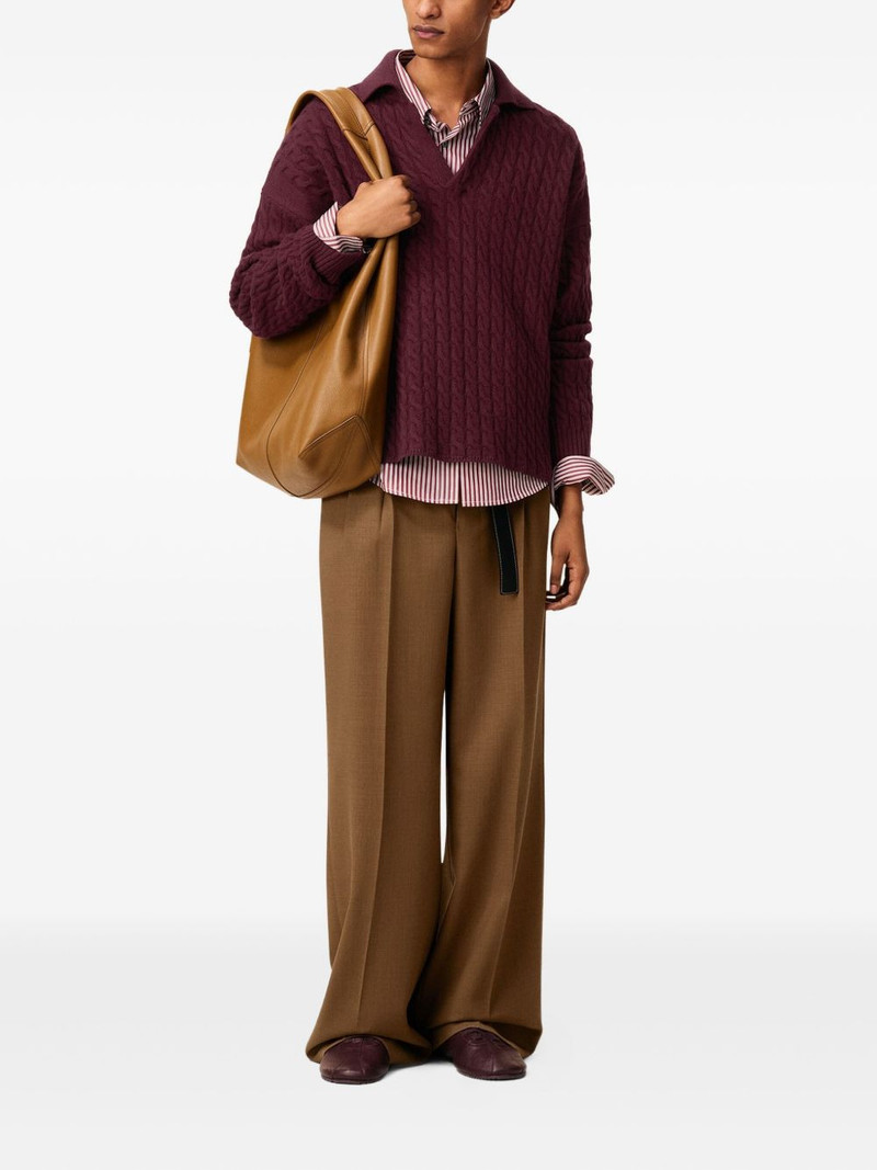 AMI Paris cable-knit wool polo shirt outlook