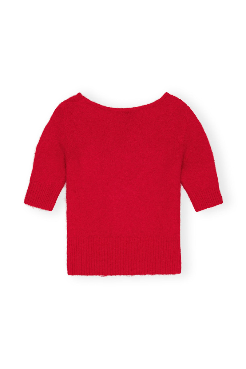 GANNI RED BRUSHED ALPACA TOP outlook