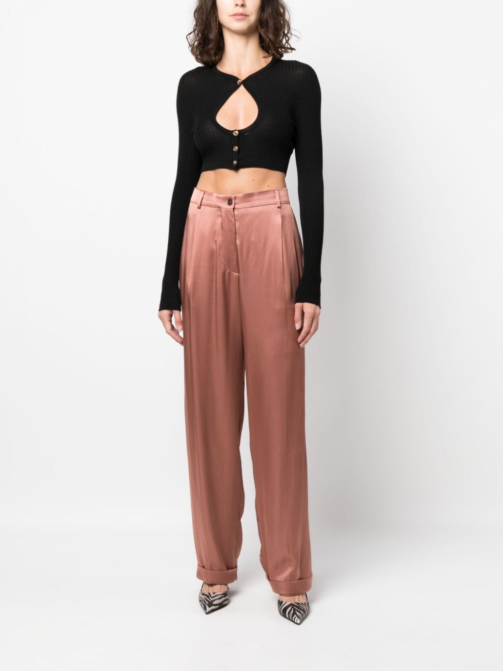 wide-leg satin trousers - 2