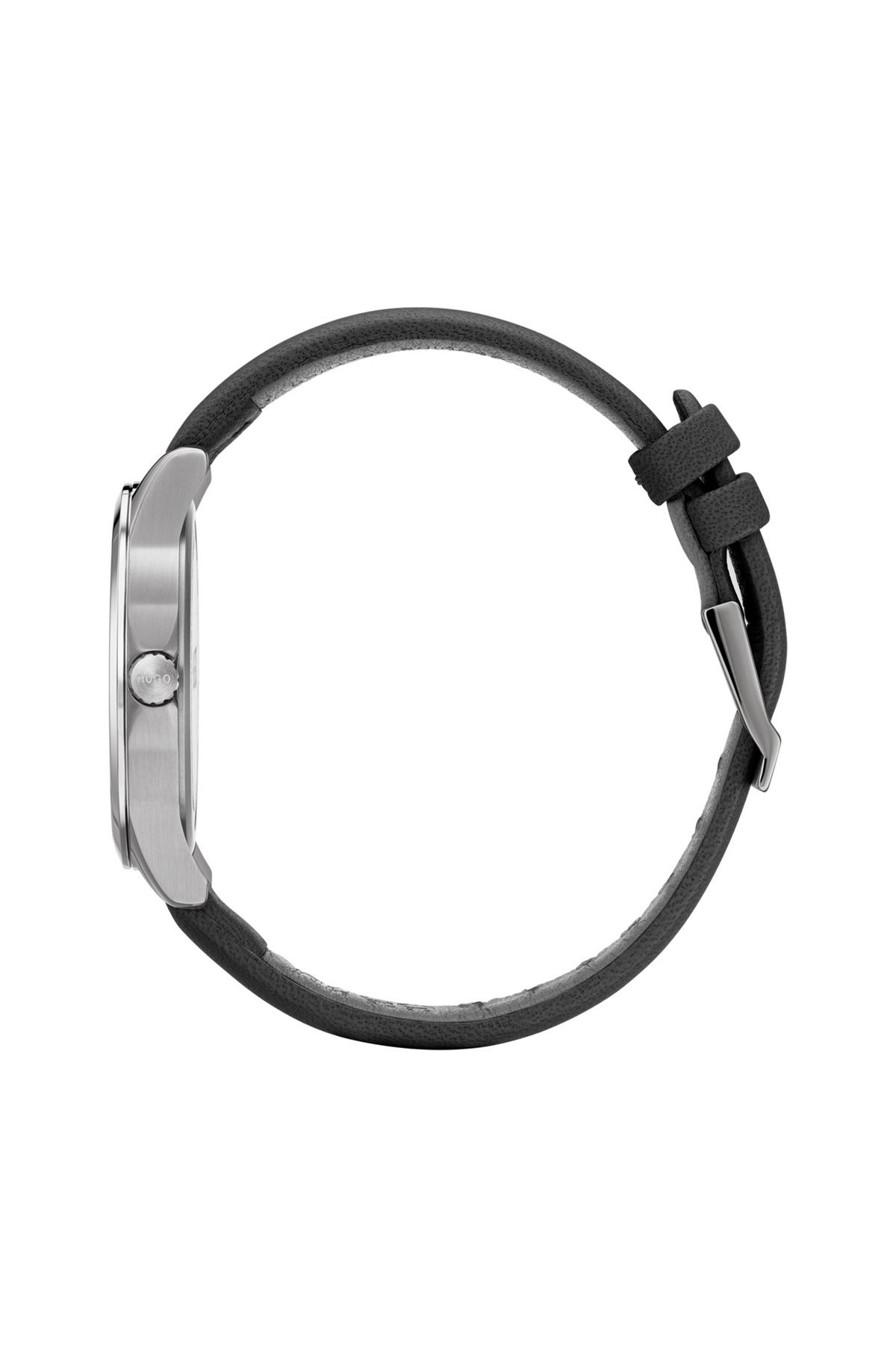 LEATHER-STRAP WATCH WITH EMBOSSED-DOT REVERSE-LOGO DIAL - 2