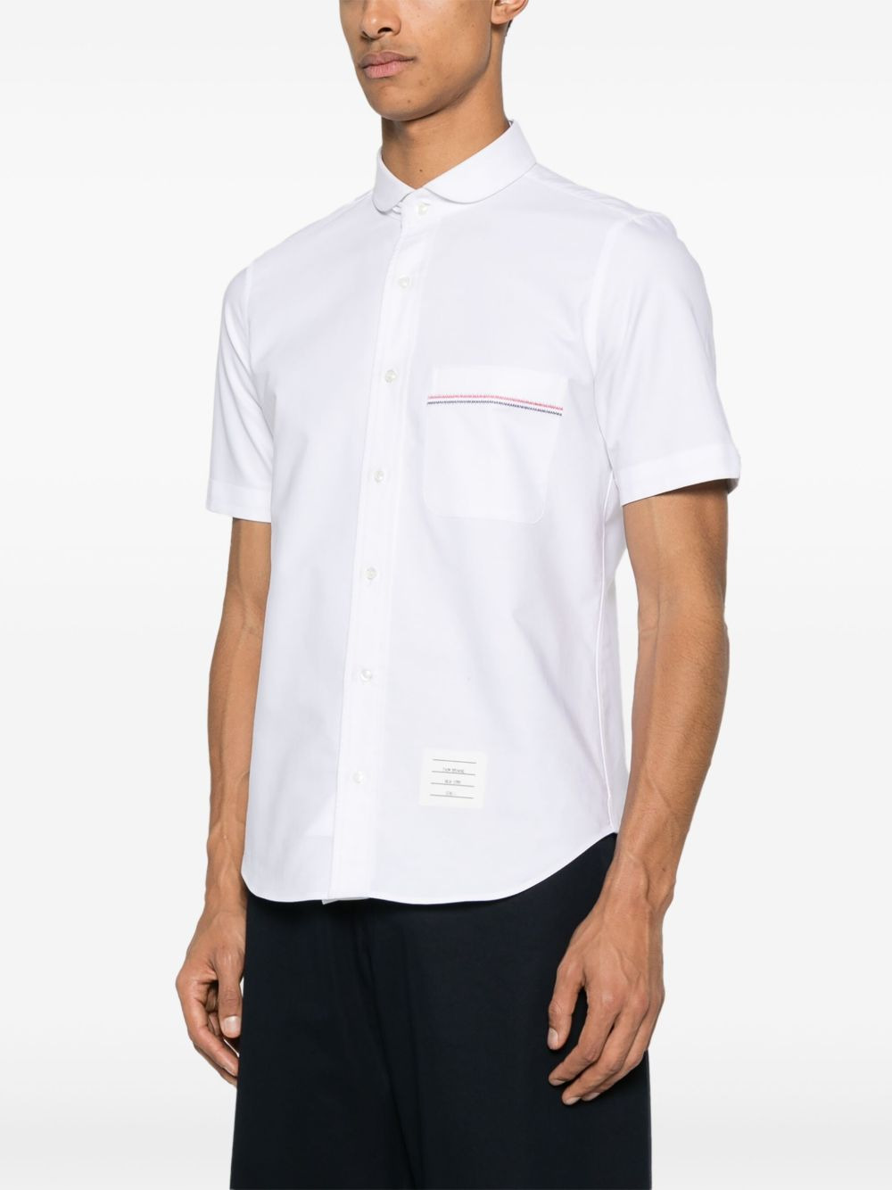 embroidered shawl-collar shirt - 3