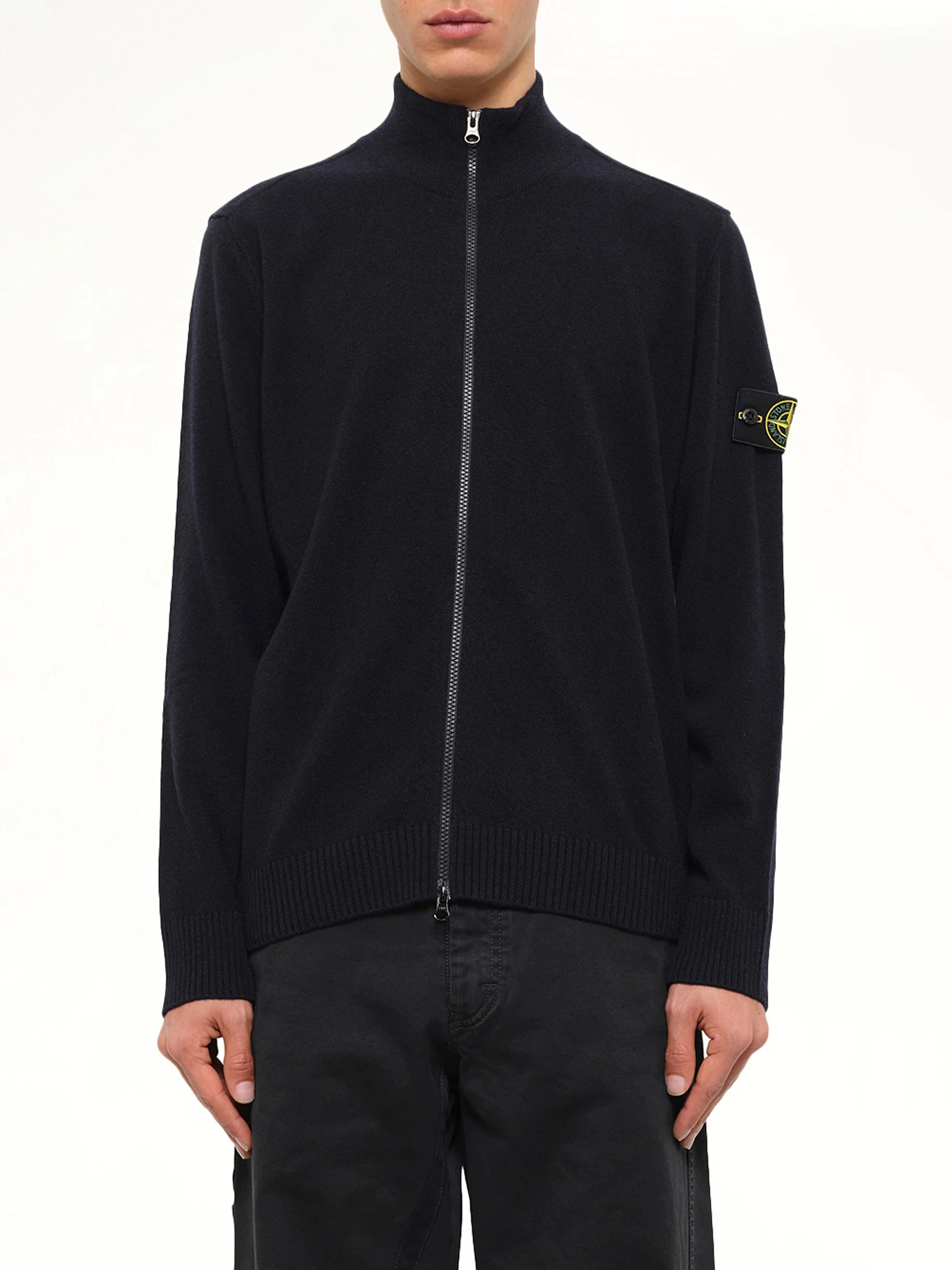 5100023 Light RWS Geelong Wool Zip-Up Cardigan in Navy Blue - 1