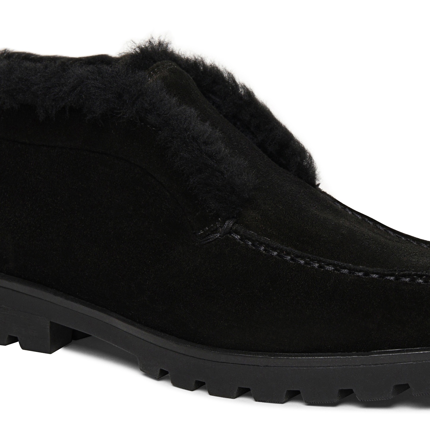 Women’s black suede desert boot with fur - 5