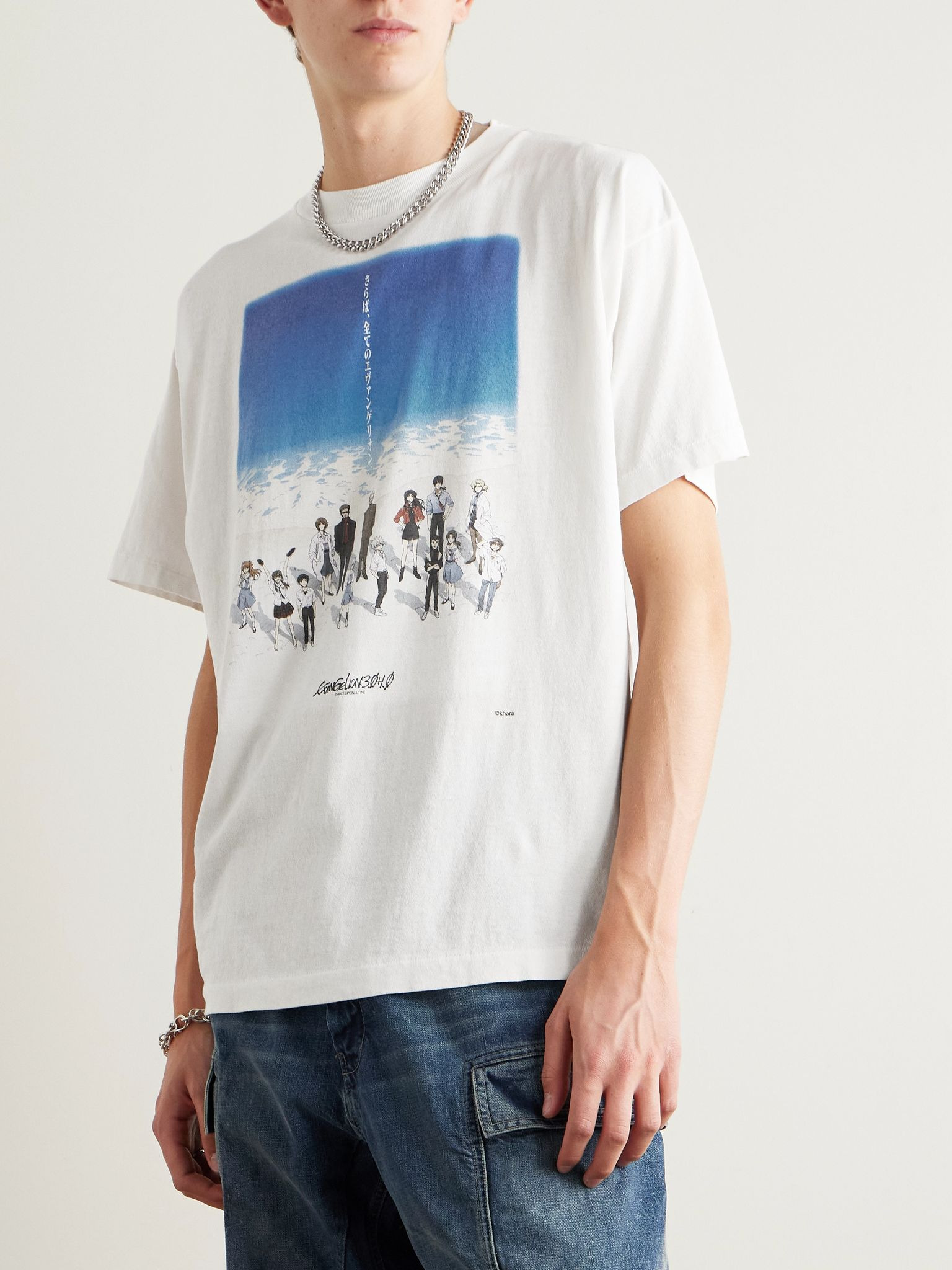+ Evangelion Printed Cotton-Jersey T-Shirt White - 3