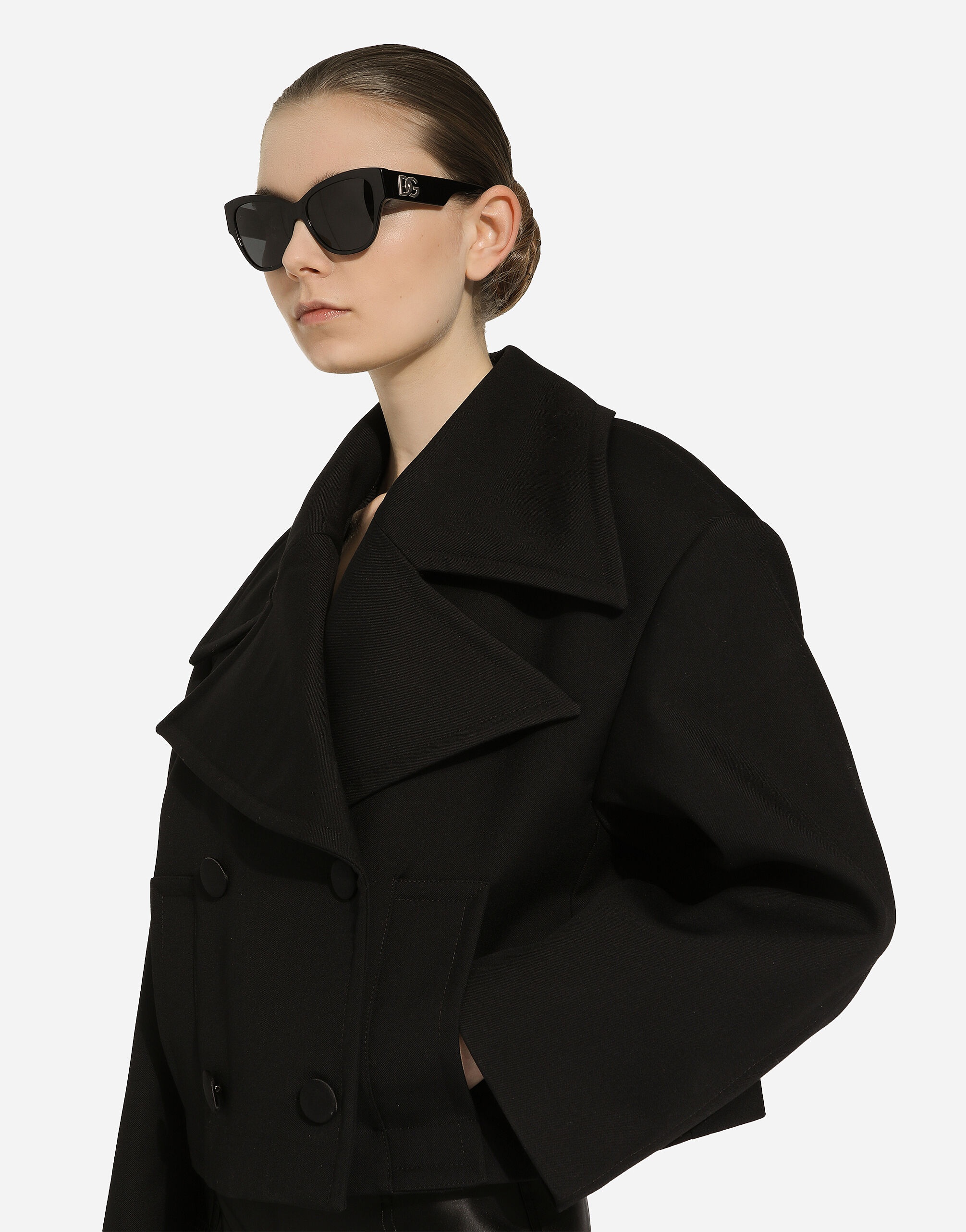 Short oversize wool gabardine jacket - 5