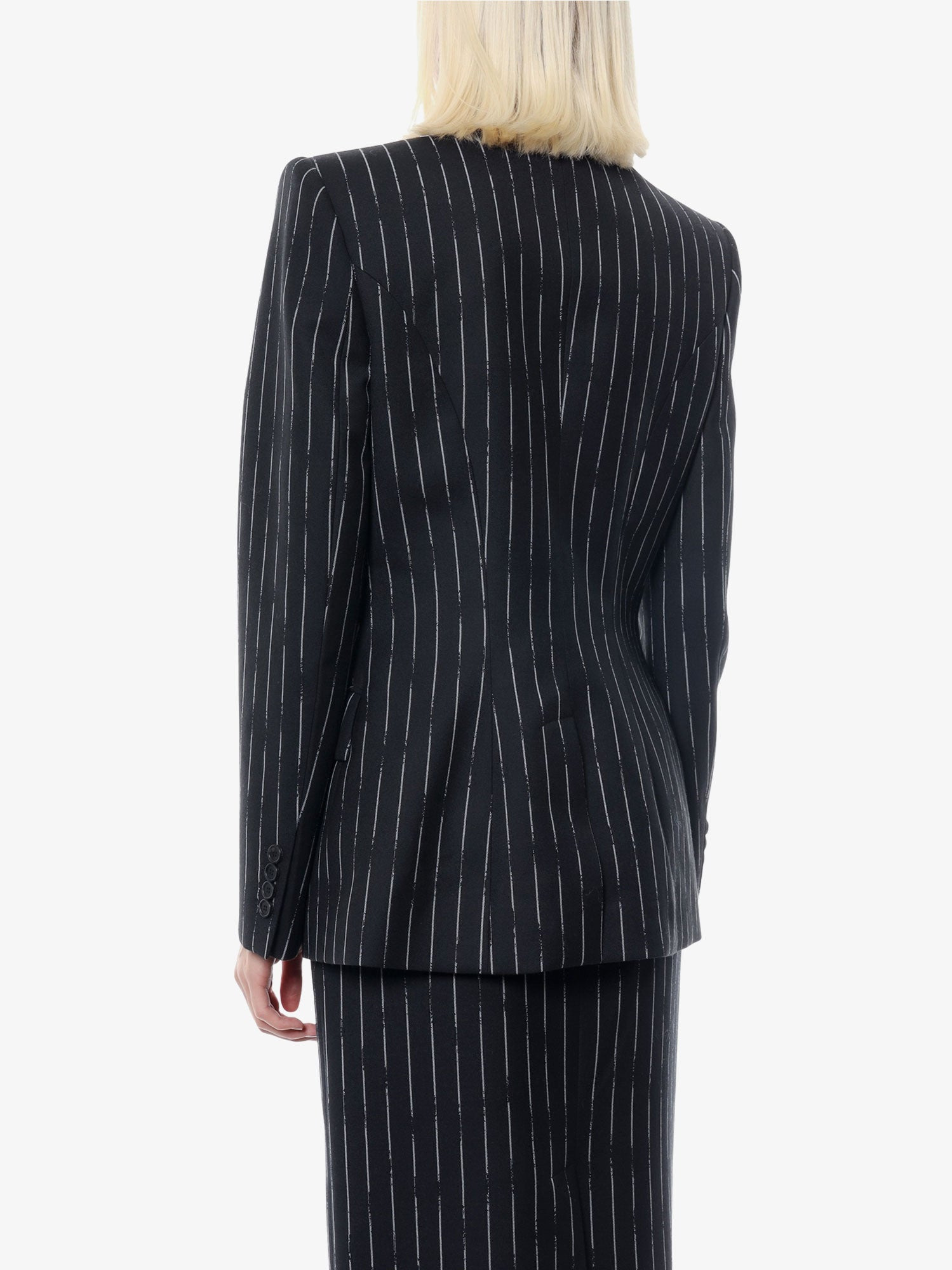 Double-Breasted Broken Pinstripe Blazer - 4