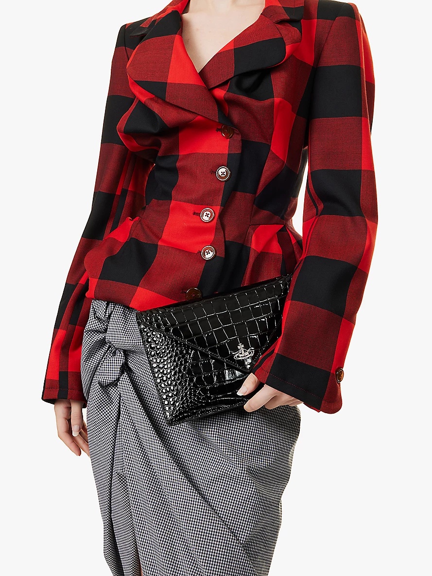Logo-plaque leather envelope clutch bag - 2