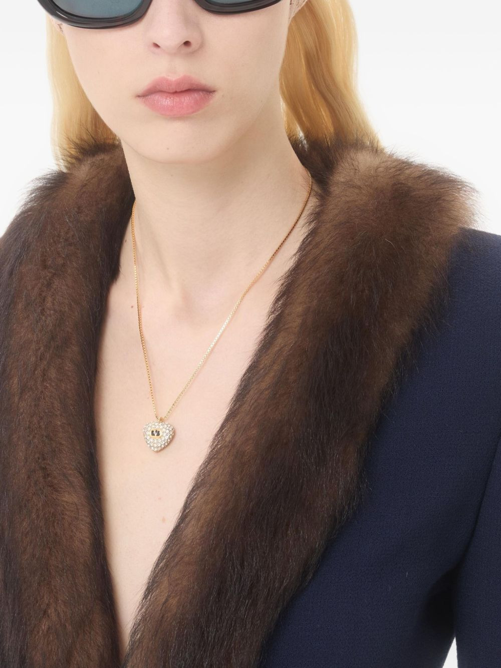 Coeur Royal crystal-embellished heart necklace - 2