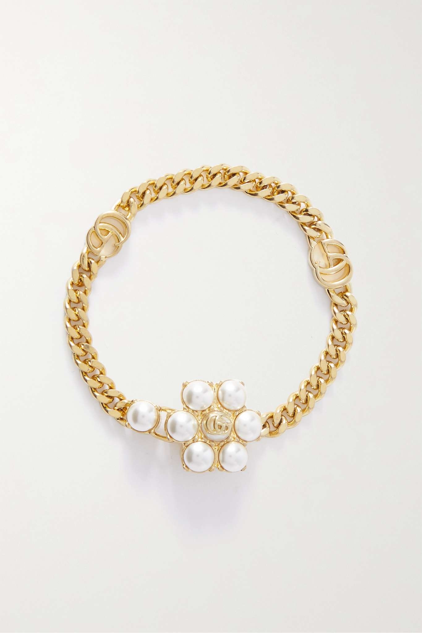 Gold-tone faux pearl bracelet - 1