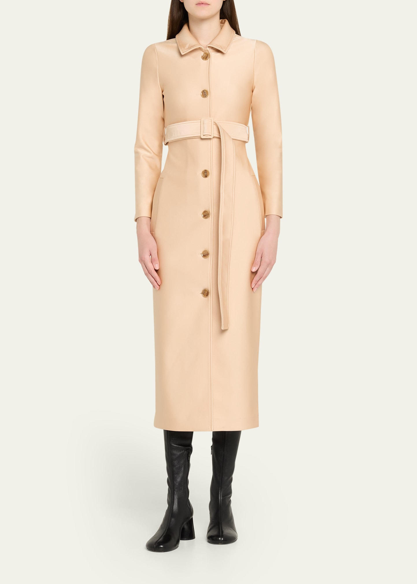 Slim-Fit Long Trench Coat - 2
