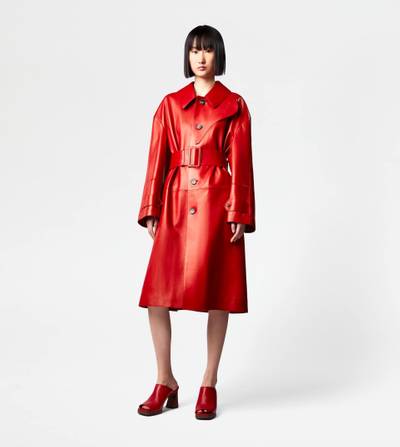 Tod's TRENCH COAT IN LEATHER - RED outlook