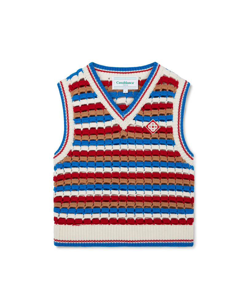 Multi Stripe Crochet Stripe Vest 1