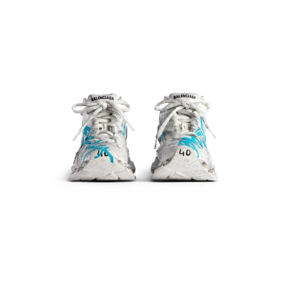 Men's Runner Graffiti Sneaker in White/blue - 3